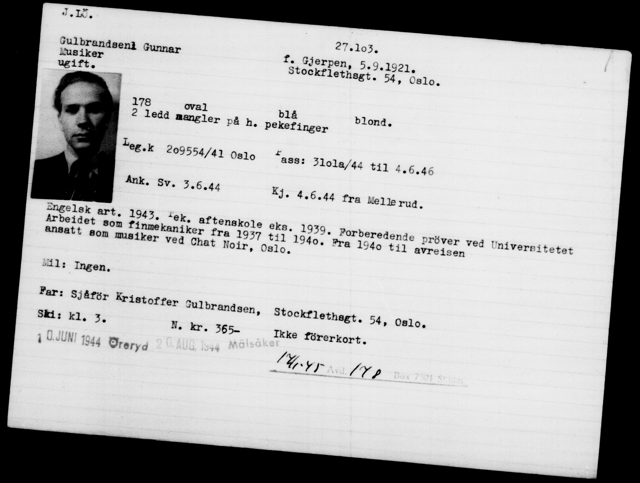 Utenriksstasjonene, Legasjonen i Stockholm, Flyktningkontoret, AV/RA-S-6753/V/Va/L0011: Kjesäterkartoteket, flyktninger med registreringsnr. 25300-28349, 1940-1945, s. 1902
