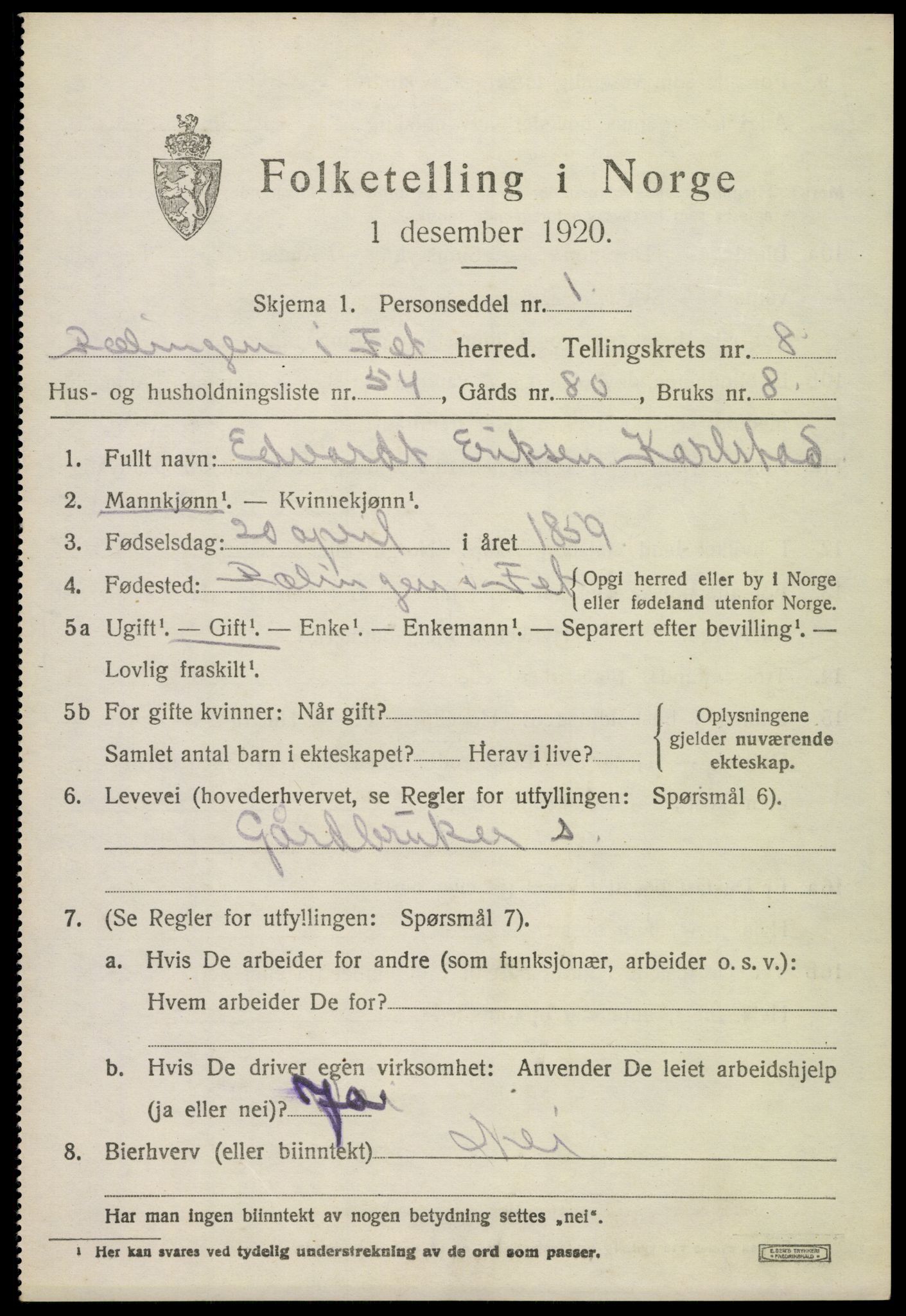 SAO, Folketelling 1920 for 0227 Fet herred, 1920, s. 9346