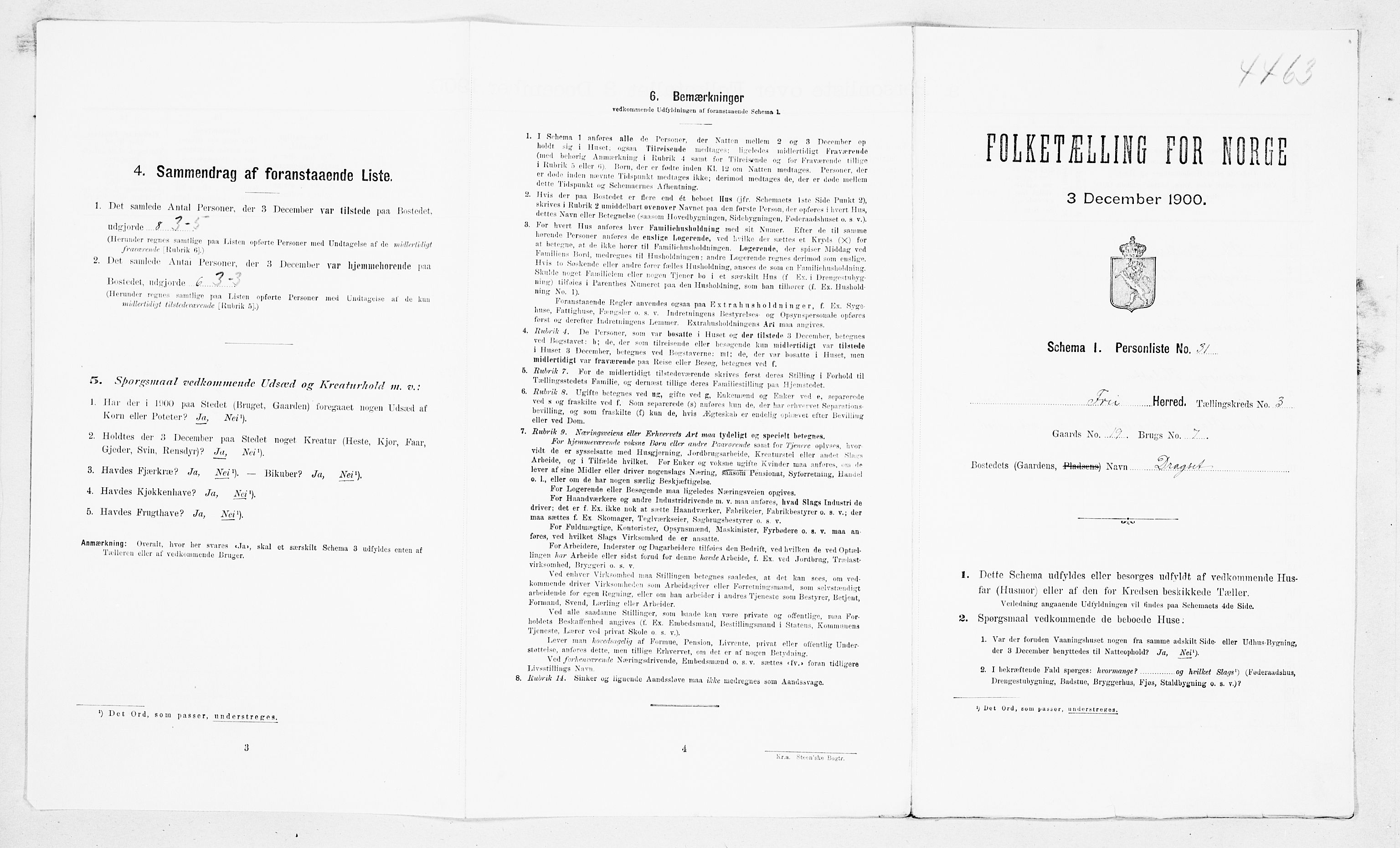 SAT, Folketelling 1900 for 1556 Frei herred, 1900, s. 249