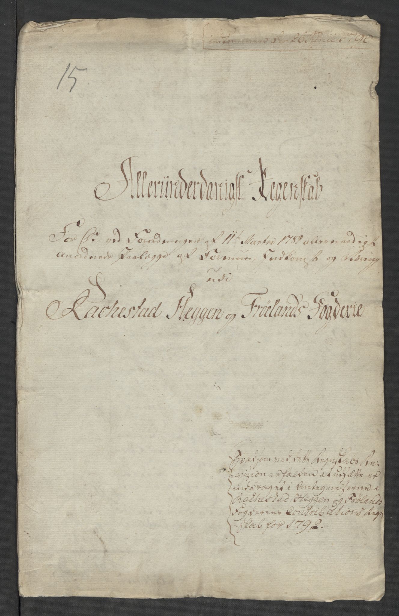 Rentekammeret inntil 1814, Reviderte regnskaper, Mindre regnskaper, RA/EA-4068/Rf/Rfe/L0035: Rakkestad, Heggen og Frøland fogderi, 1789, s. 5