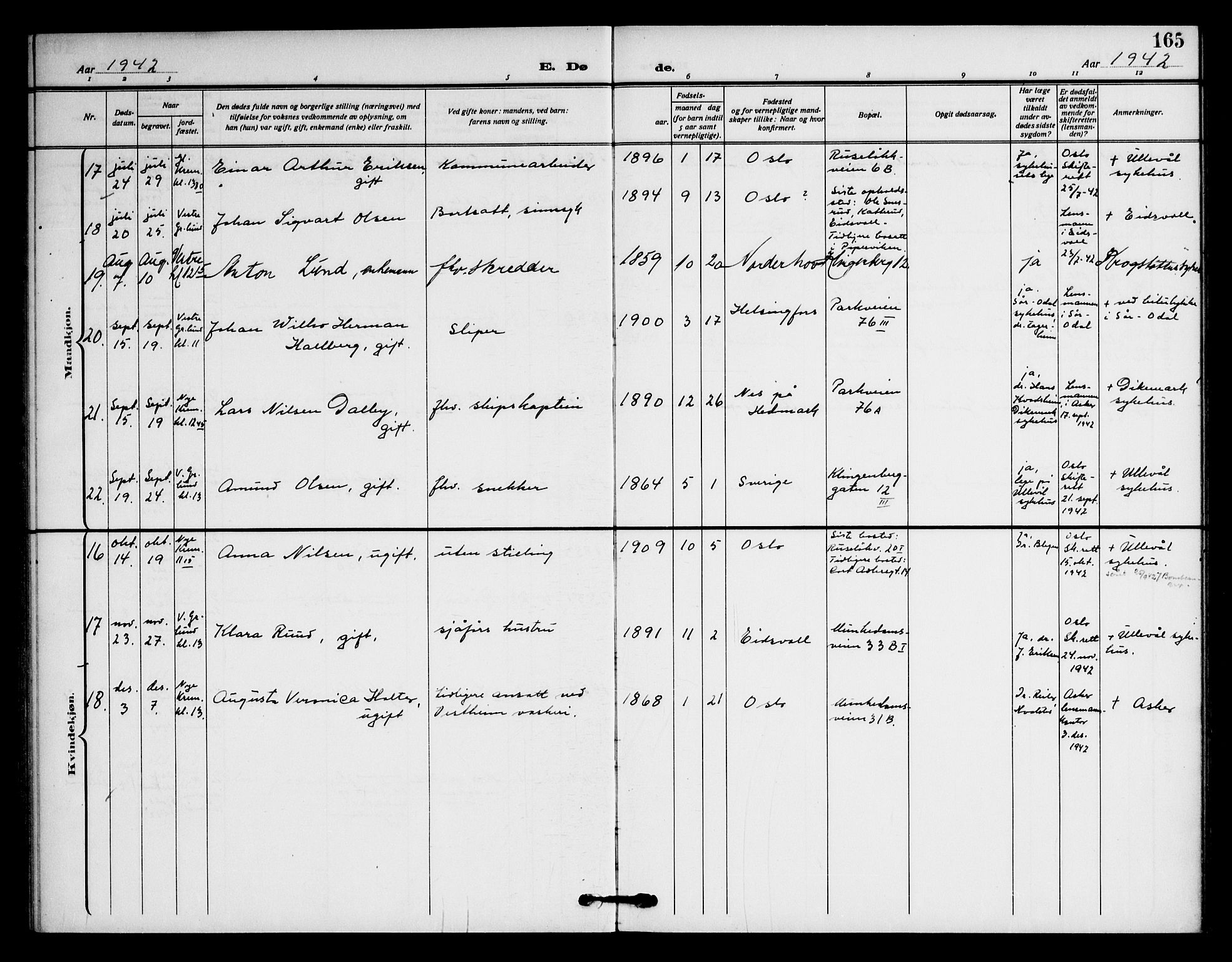 Piperviken prestekontor Kirkebøker, AV/SAO-A-10874/F/L0005: Ministerialbok nr. 5, 1911-1949, s. 165