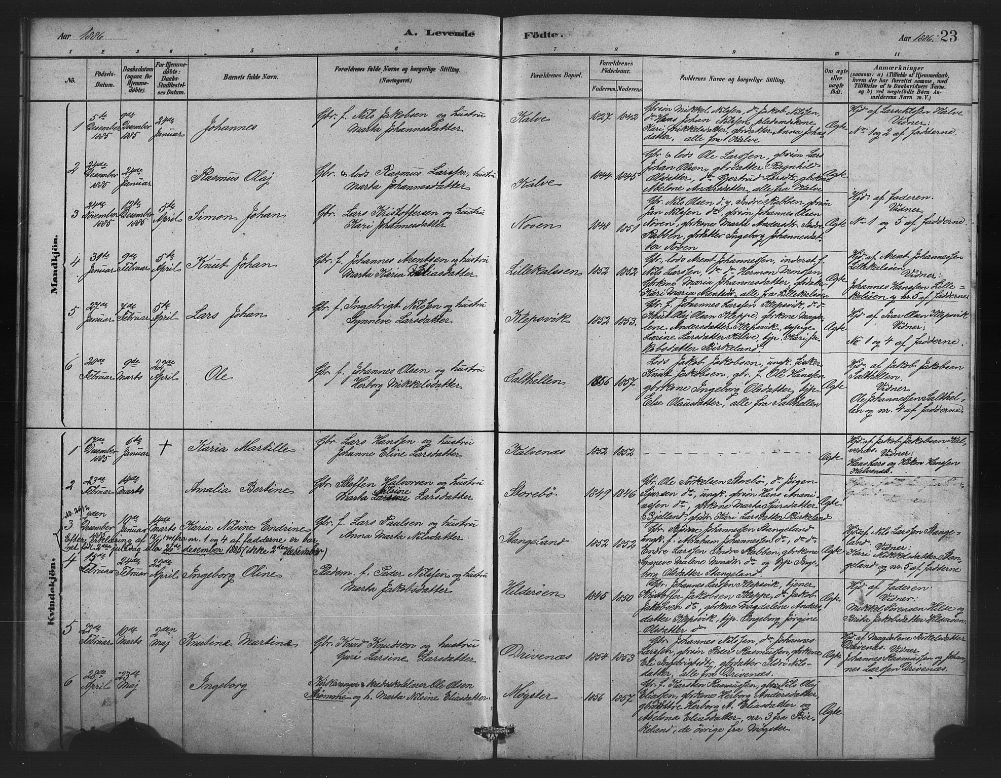 Austevoll sokneprestembete, AV/SAB-A-74201/H/Ha/Hab/Habb/L0003: Klokkerbok nr. B 3, 1879-1888, s. 23