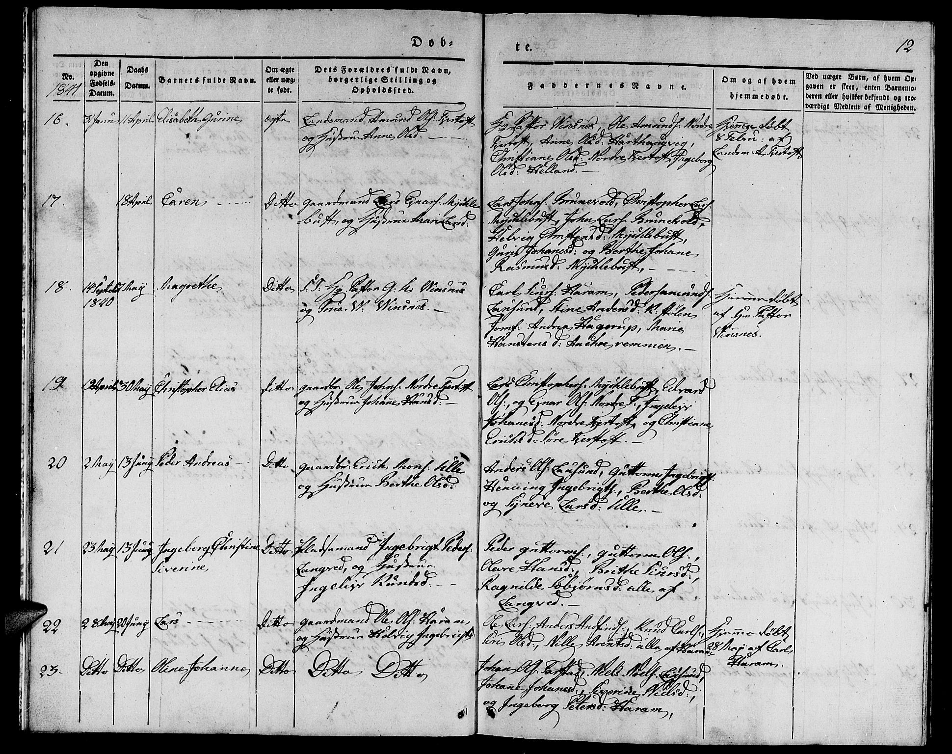 Ministerialprotokoller, klokkerbøker og fødselsregistre - Møre og Romsdal, AV/SAT-A-1454/536/L0507: Klokkerbok nr. 536C02, 1839-1859, s. 12
