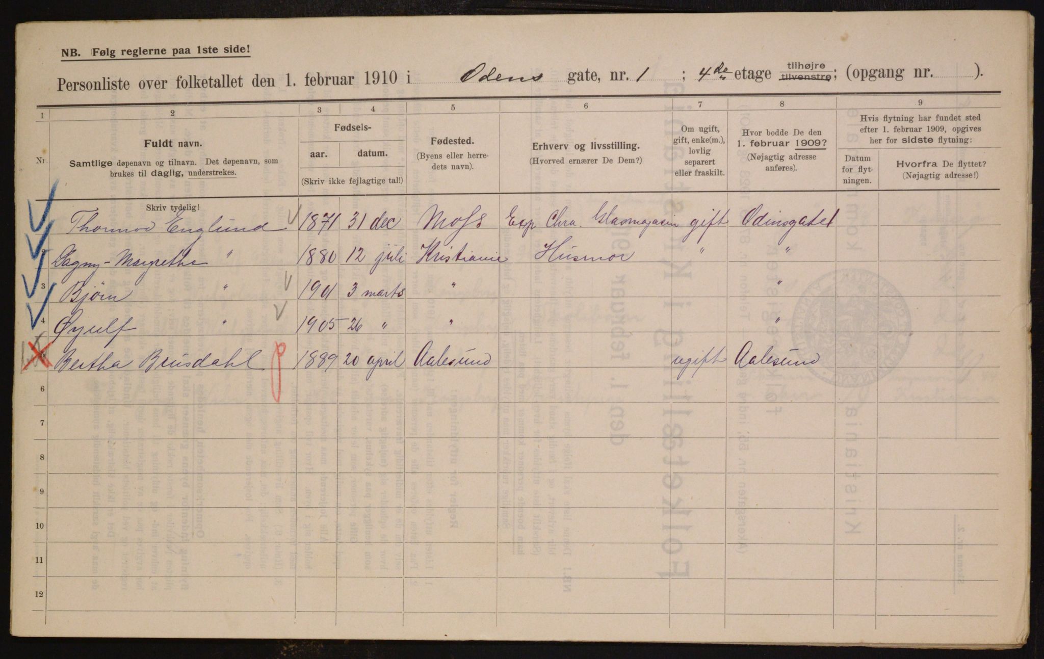 OBA, Kommunal folketelling 1.2.1910 for Kristiania, 1910, s. 71881