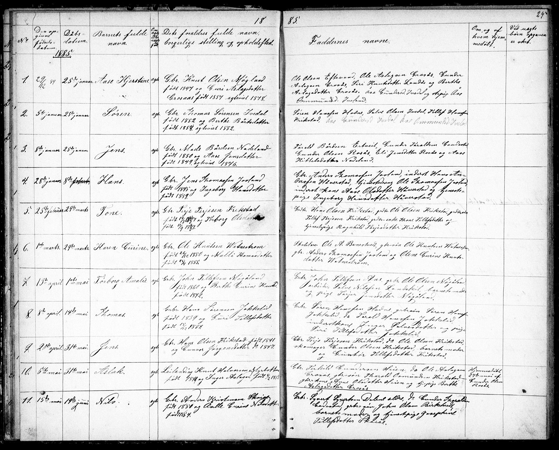 Evje sokneprestkontor, AV/SAK-1111-0008/F/Fb/Fbc/L0003: Klokkerbok nr. B 3, 1876-1889, s. 24