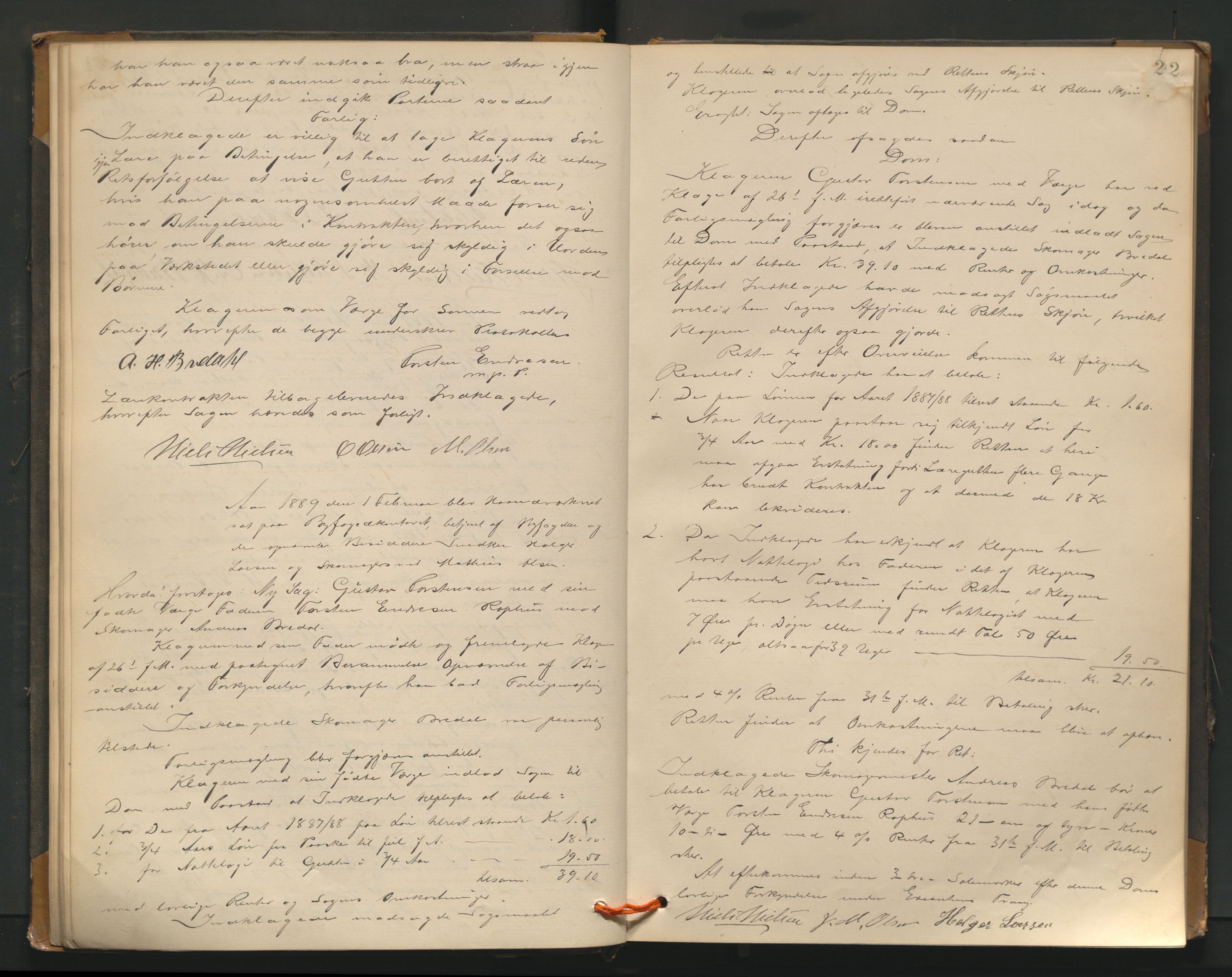 Haugesund tingrett, AV/SAST-A-101415/01/V/VB/VBd/L0001: Ekstrarettsprotokoll, 1883, s. 22