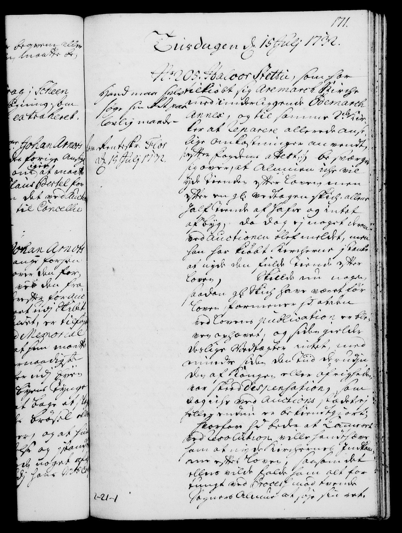 Rentekammeret, Kammerkanselliet, RA/EA-3111/G/Gh/Gha/L0014: Norsk ekstraktmemorialprotokoll. Merket RK 53.59, 1731-1732, s. 171
