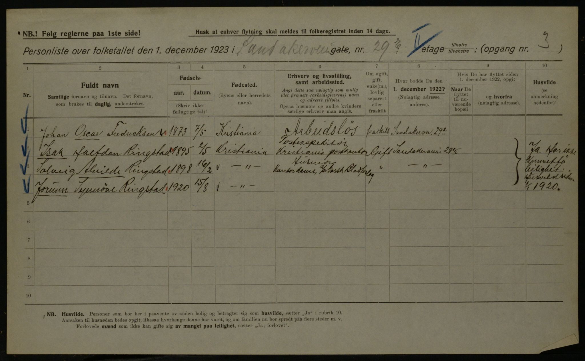 OBA, Kommunal folketelling 1.12.1923 for Kristiania, 1923, s. 96189