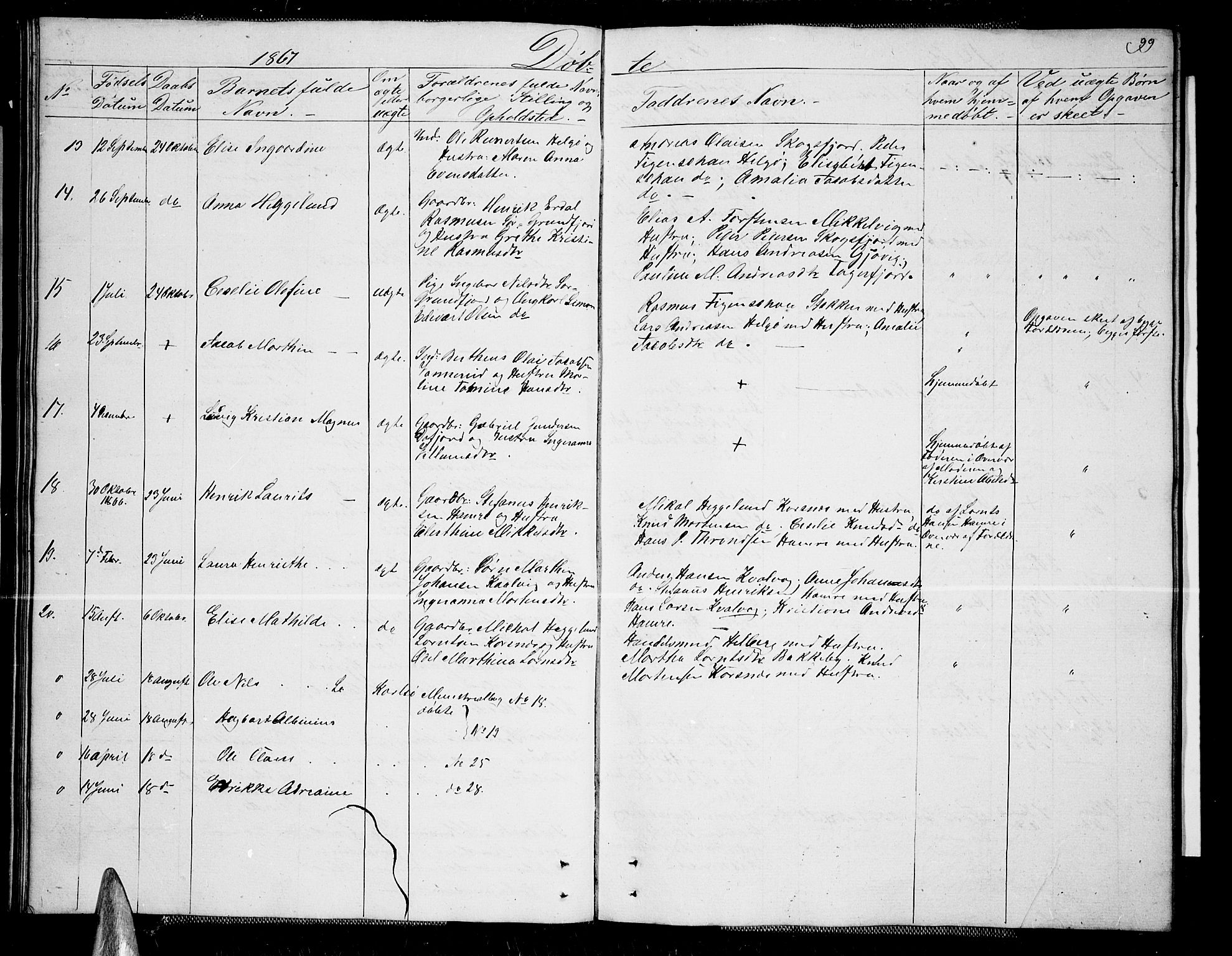 Karlsøy sokneprestembete, AV/SATØ-S-1299/H/Ha/Hab/L0004klokker: Klokkerbok nr. 4, 1845-1870, s. 99