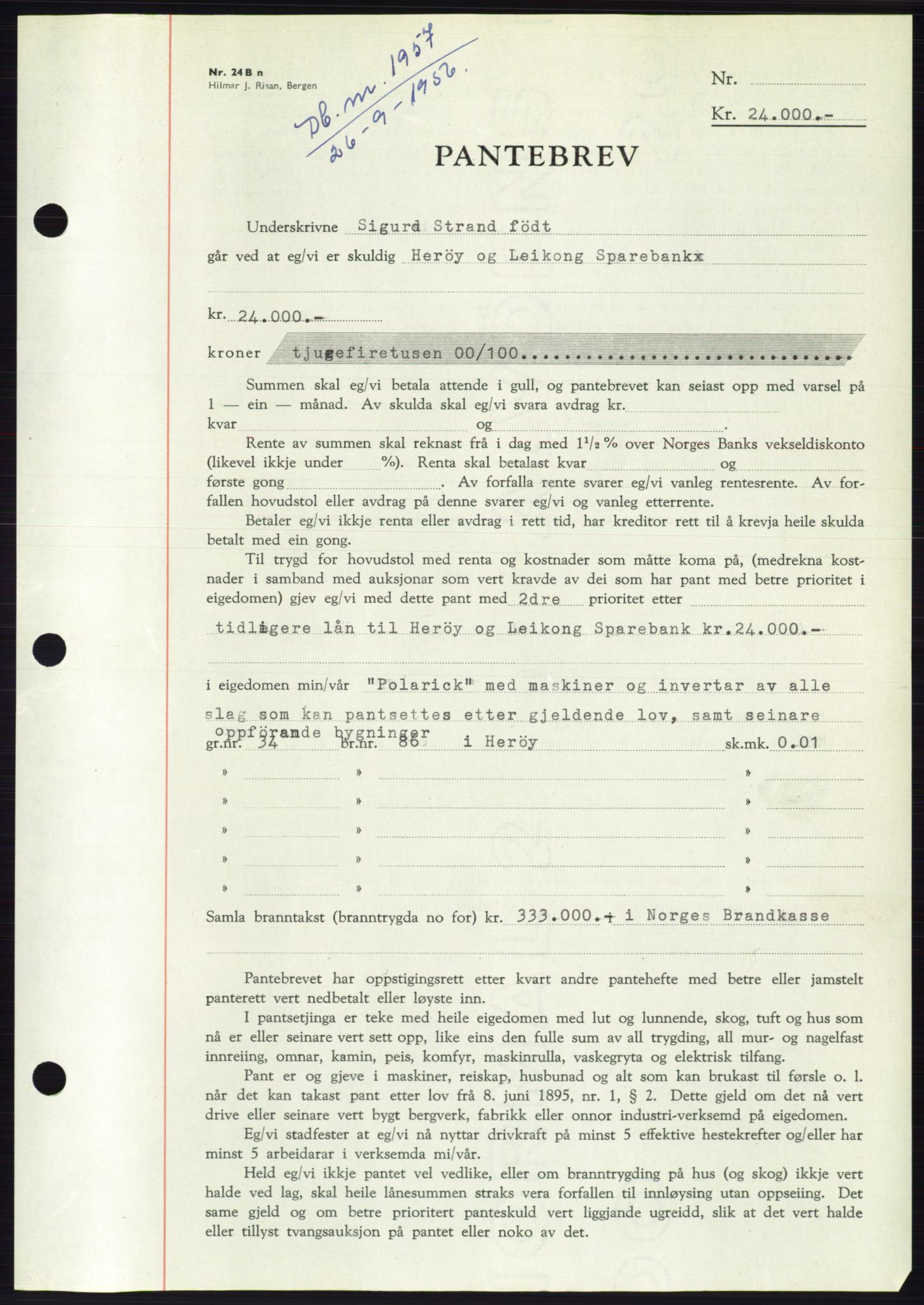 Søre Sunnmøre sorenskriveri, SAT/A-4122/1/2/2C/L0128: Pantebok nr. 16B, 1956-1956, Dagboknr: 1957/1956