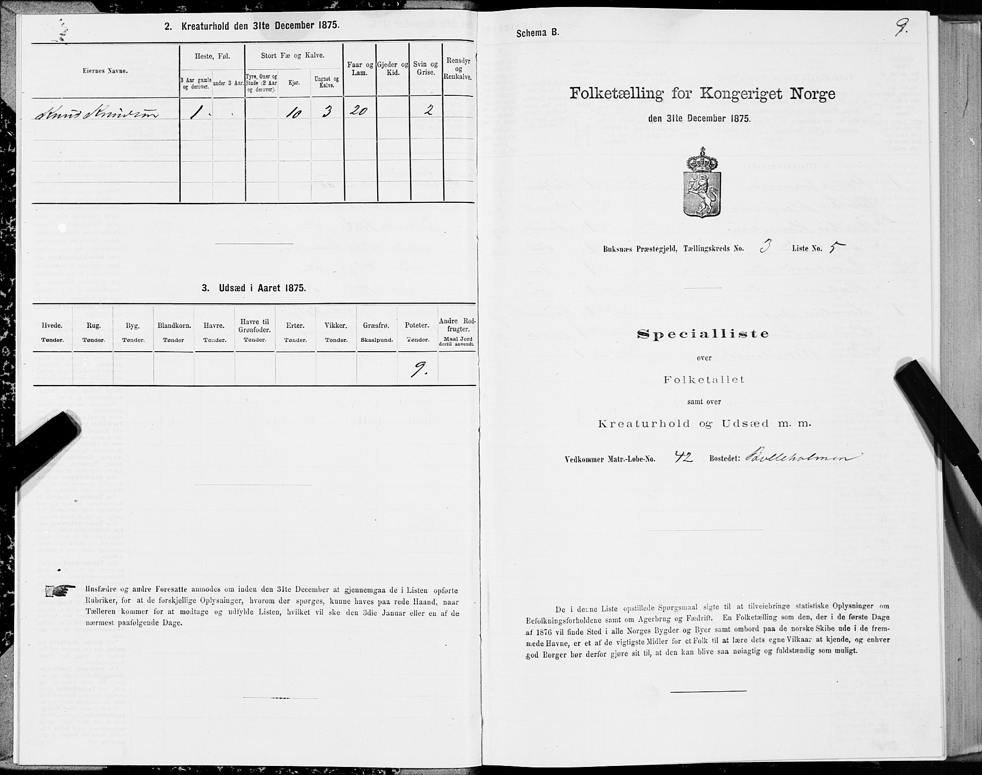 SAT, Folketelling 1875 for 1860P Buksnes prestegjeld, 1875, s. 2009