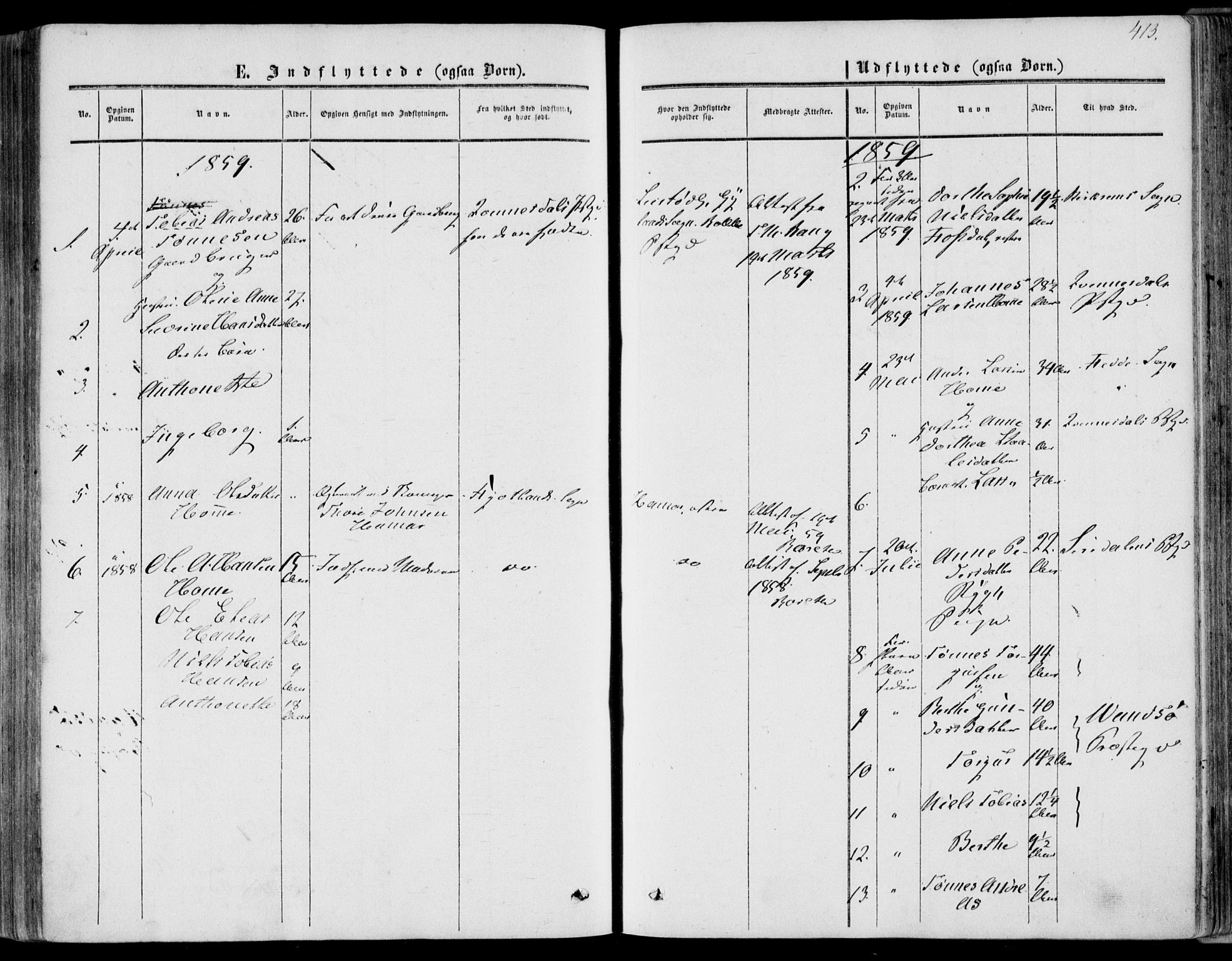 Bakke sokneprestkontor, AV/SAK-1111-0002/F/Fa/Fab/L0002: Ministerialbok nr. A 2, 1855-1884, s. 413