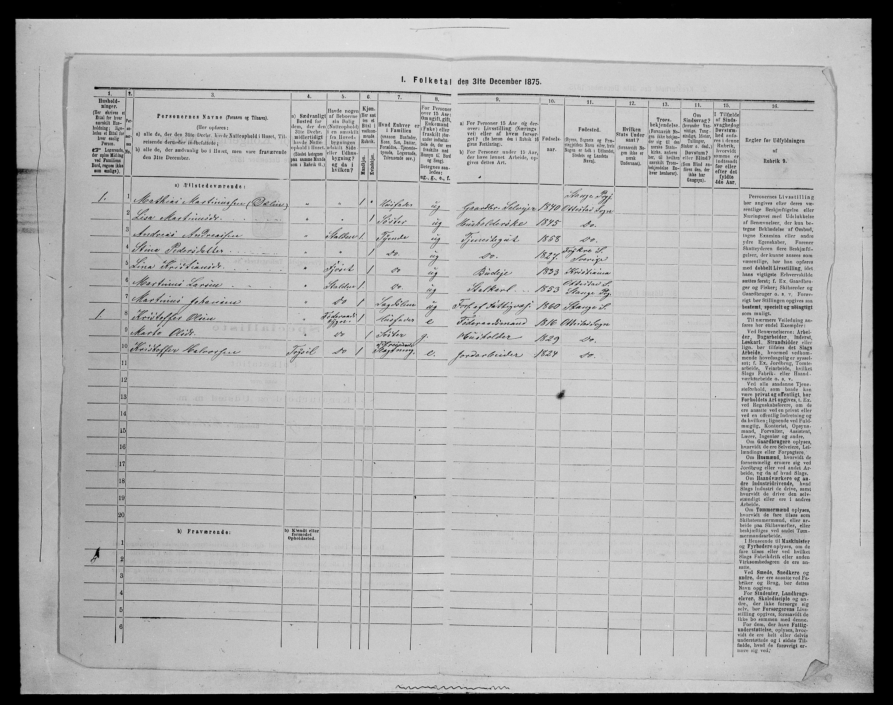 SAH, Folketelling 1875 for 0417P Stange prestegjeld, 1875, s. 283