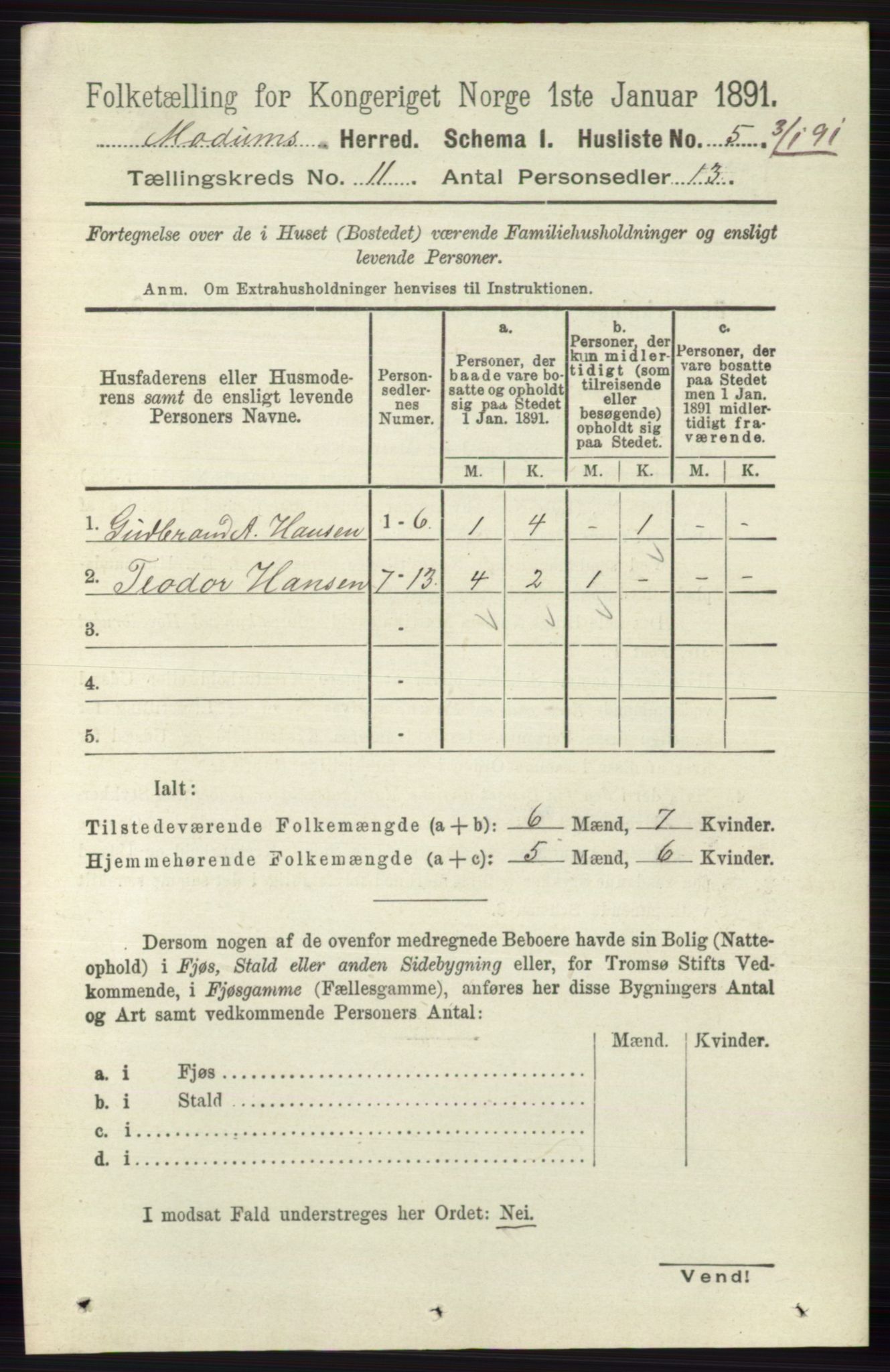 RA, Folketelling 1891 for 0623 Modum herred, 1891, s. 4087