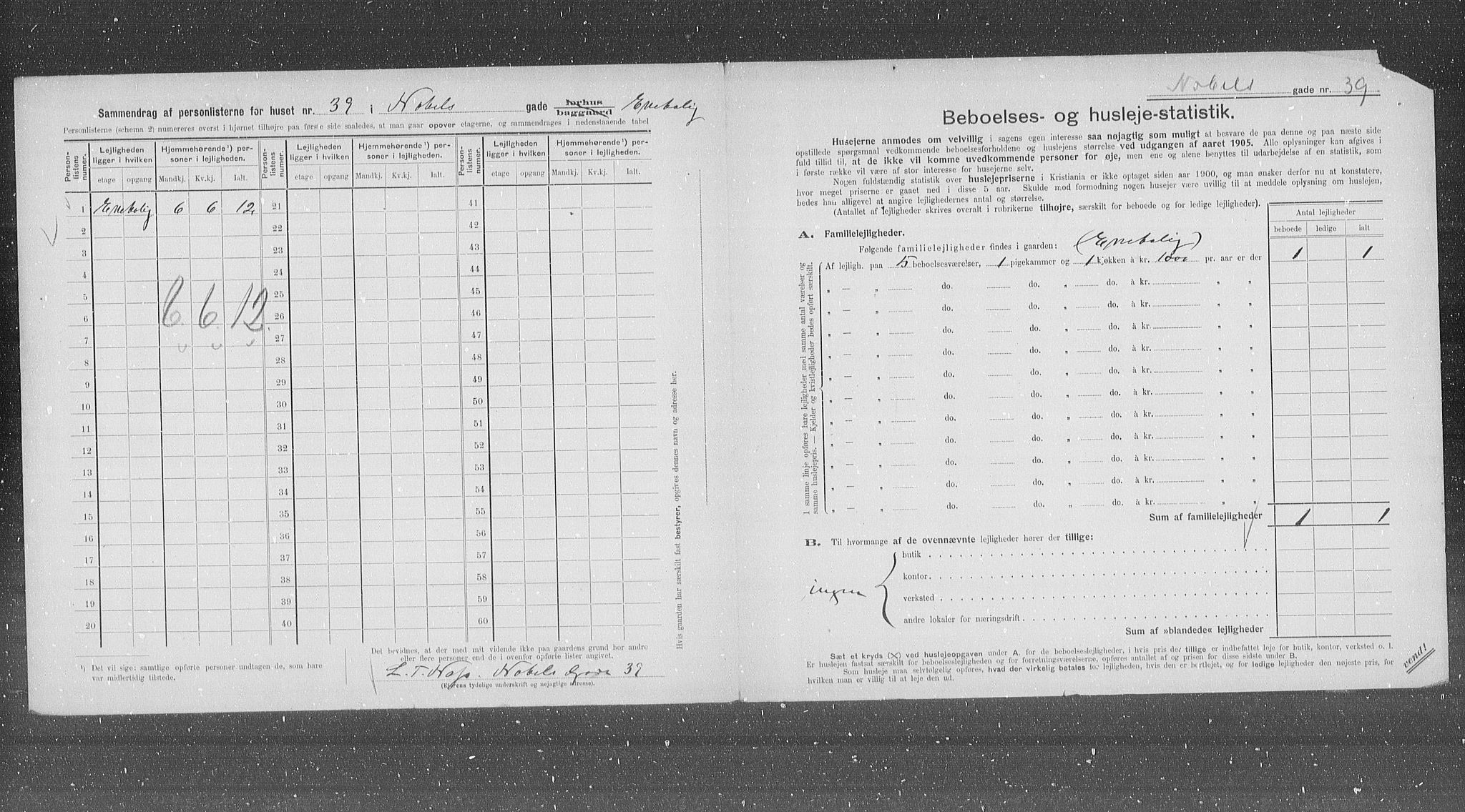 OBA, Kommunal folketelling 31.12.1905 for Kristiania kjøpstad, 1905, s. 37553