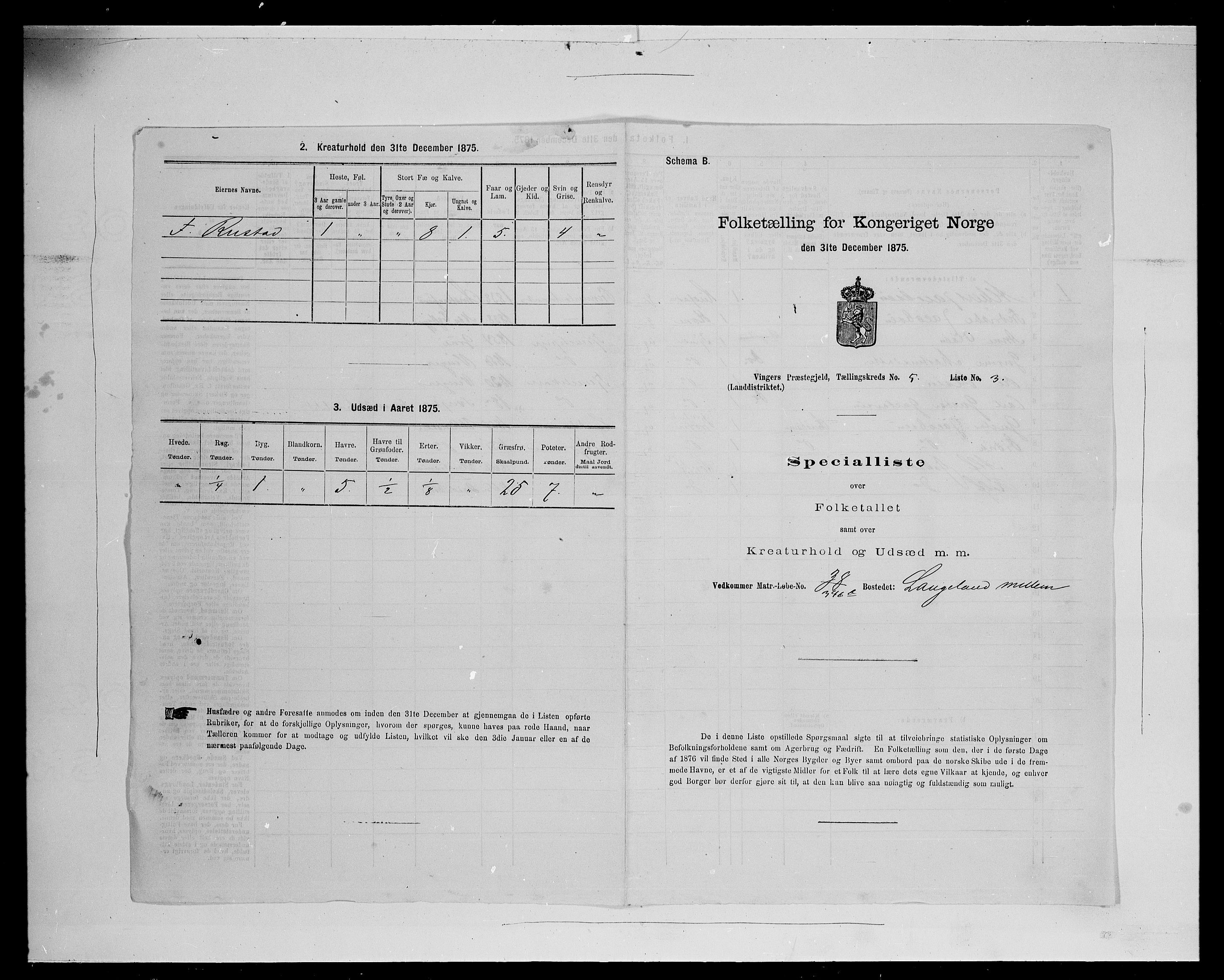 SAH, Folketelling 1875 for 0421L Vinger prestegjeld, Vinger sokn og Austmarka sokn, 1875, s. 704