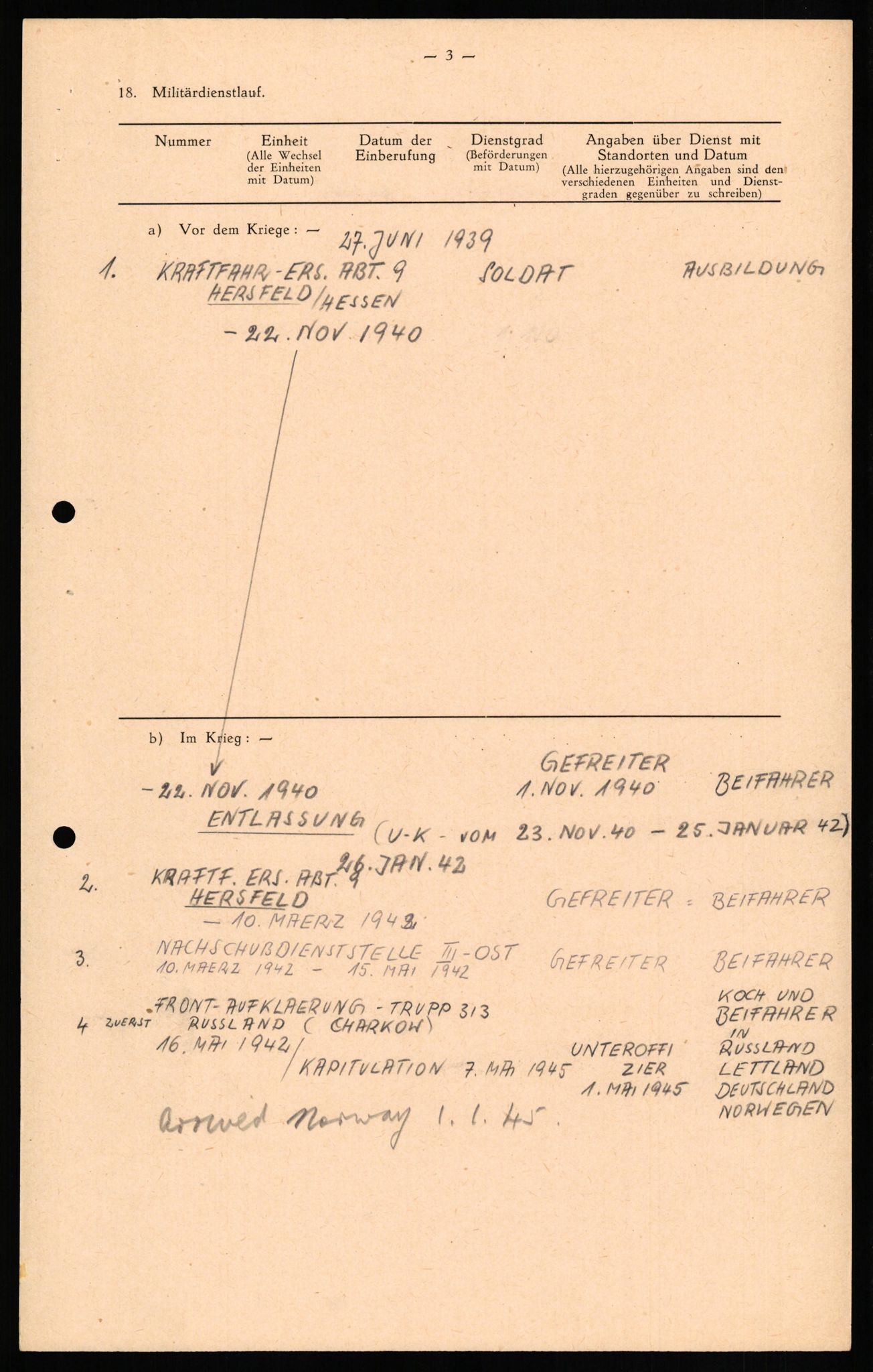 Forsvaret, Forsvarets overkommando II, AV/RA-RAFA-3915/D/Db/L0023: CI Questionaires. Tyske okkupasjonsstyrker i Norge. Tyskere., 1945-1946, s. 415