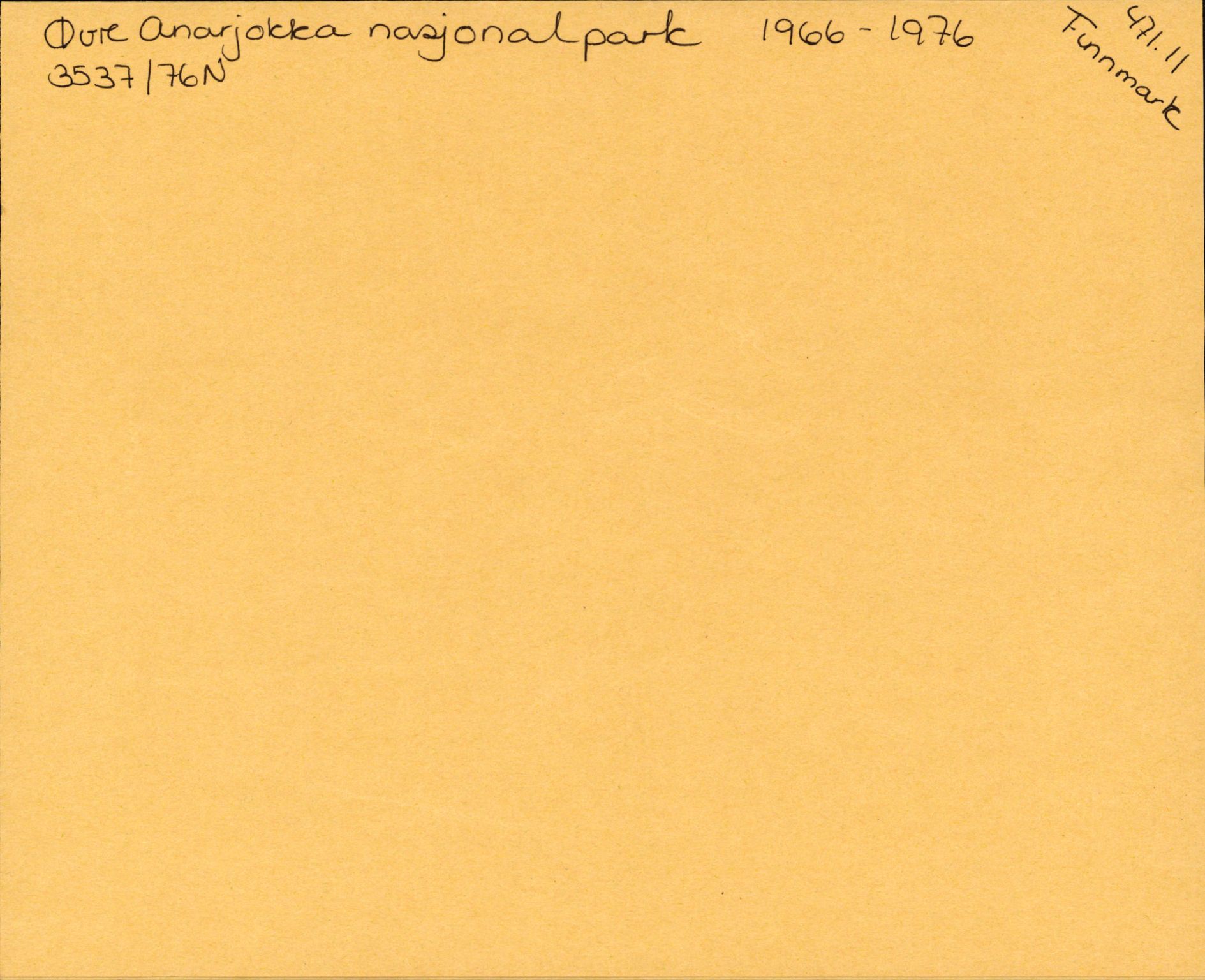 Miljøverndepartementet, AV/RA-S-2532/2/Dba/L0250: Nasjonalparker. Finnmark, 1976