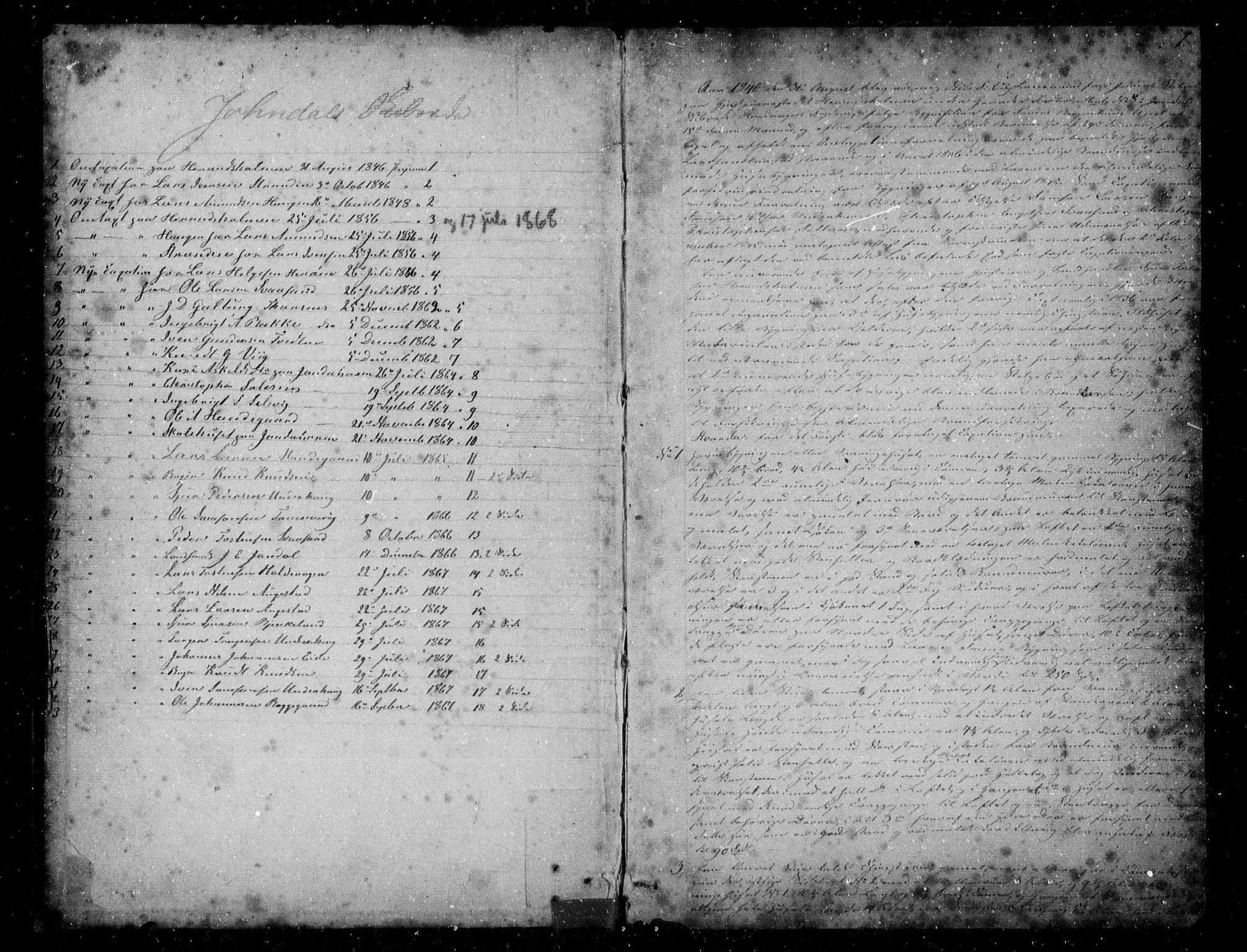 Lensmannen i Jondal, AV/SAB-A-33101/0012/L0001: Branntakstprotokoll, 1846-1885, s. 1a