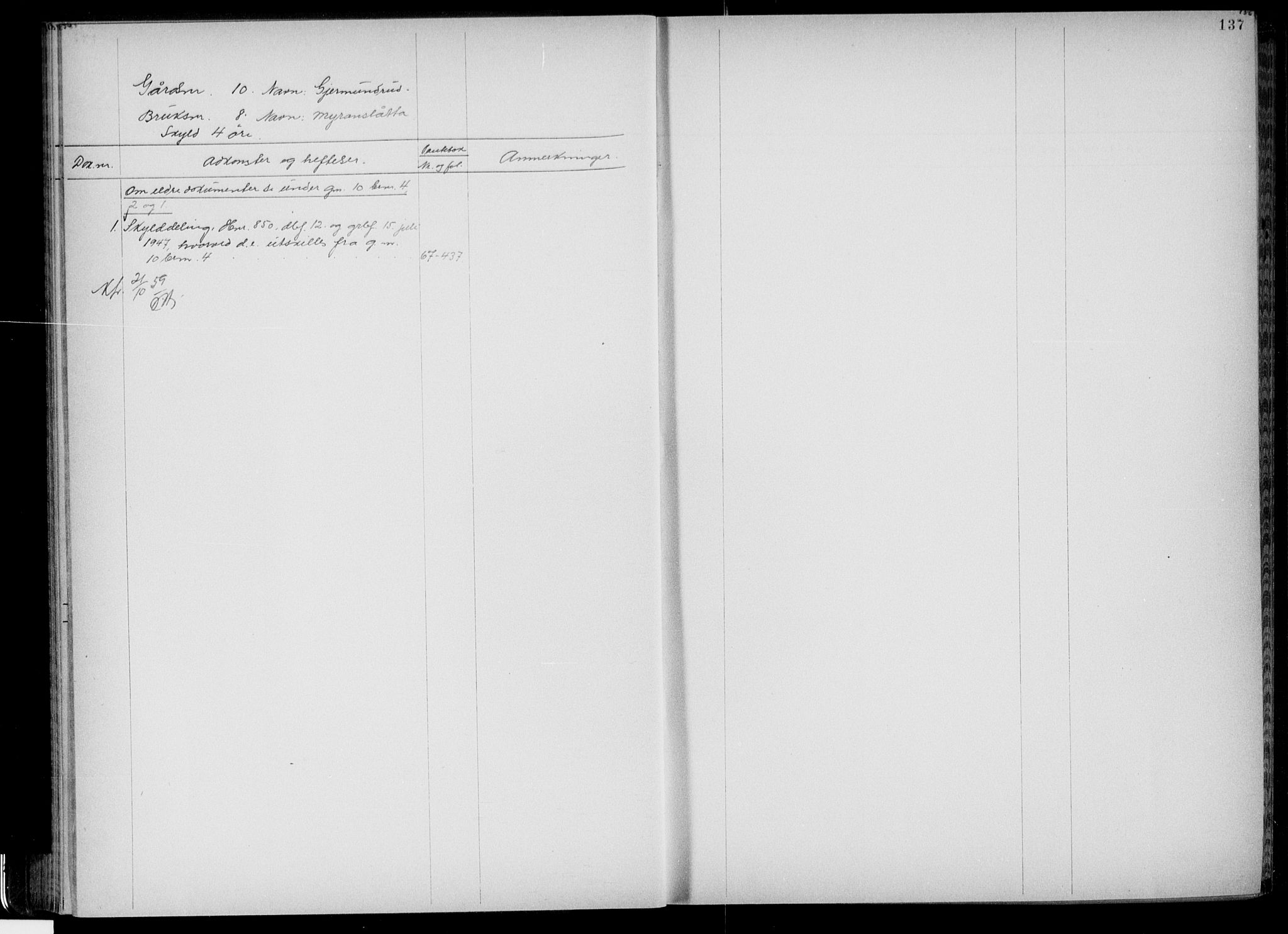 Numedal og Sandsvær sorenskriveri, AV/SAKO-A-128/G/Gb/Gbd/L0001: Panteregister nr. IV 1, s. 137