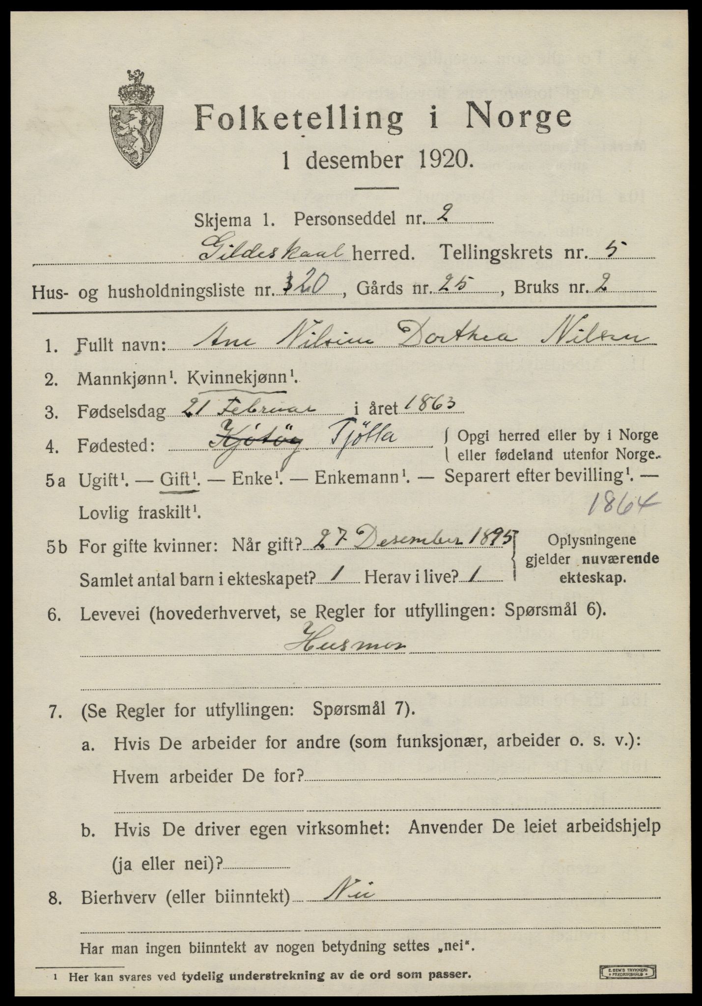 SAT, Folketelling 1920 for 1838 Gildeskål herred, 1920, s. 4148