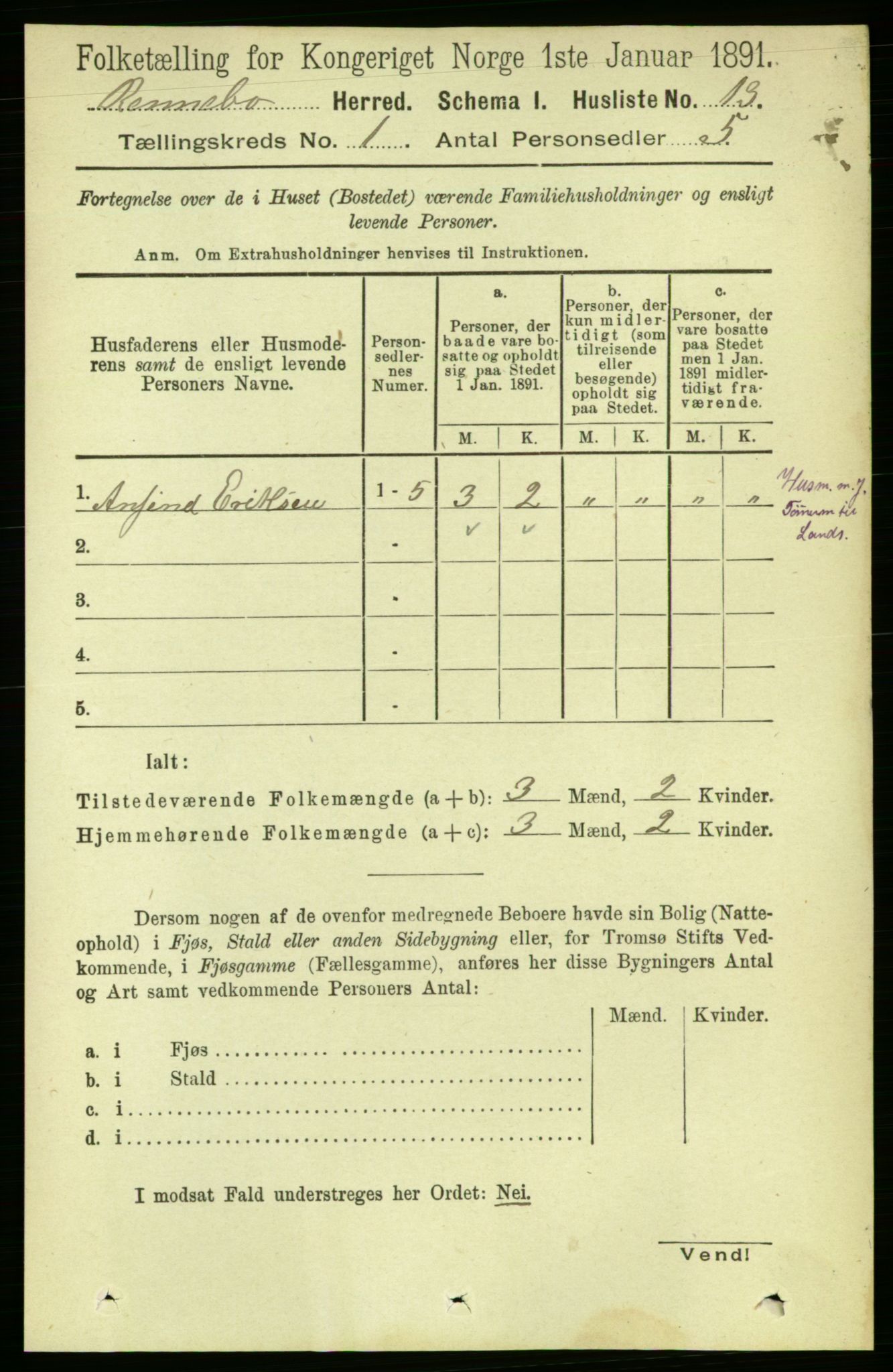 RA, Folketelling 1891 for 1635 Rennebu herred, 1891, s. 31