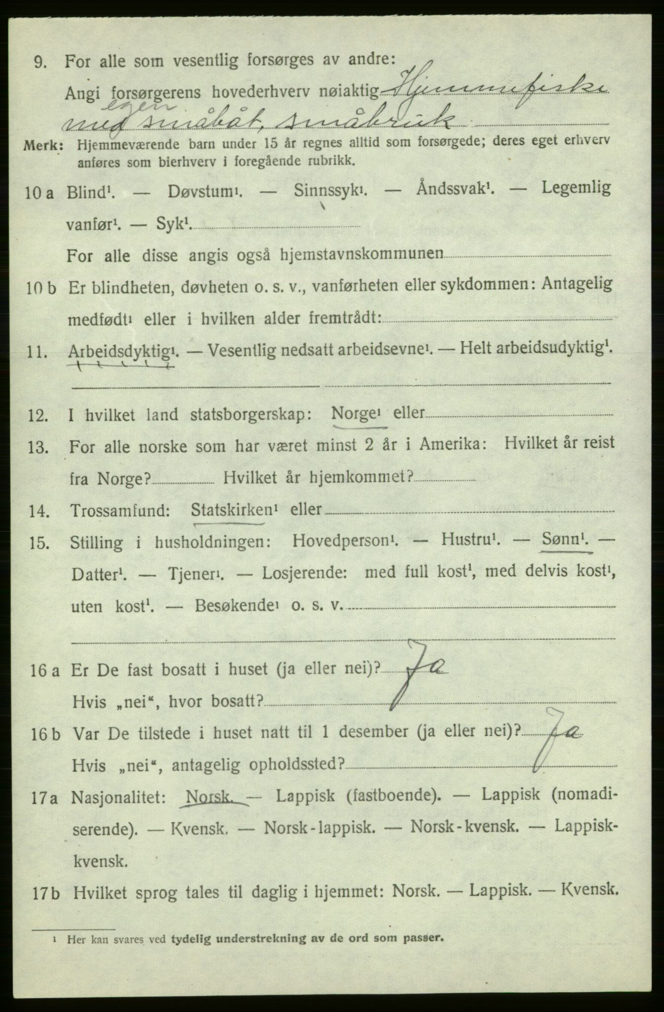 SATØ, Folketelling 1920 for 2014 Loppa herred, 1920, s. 879
