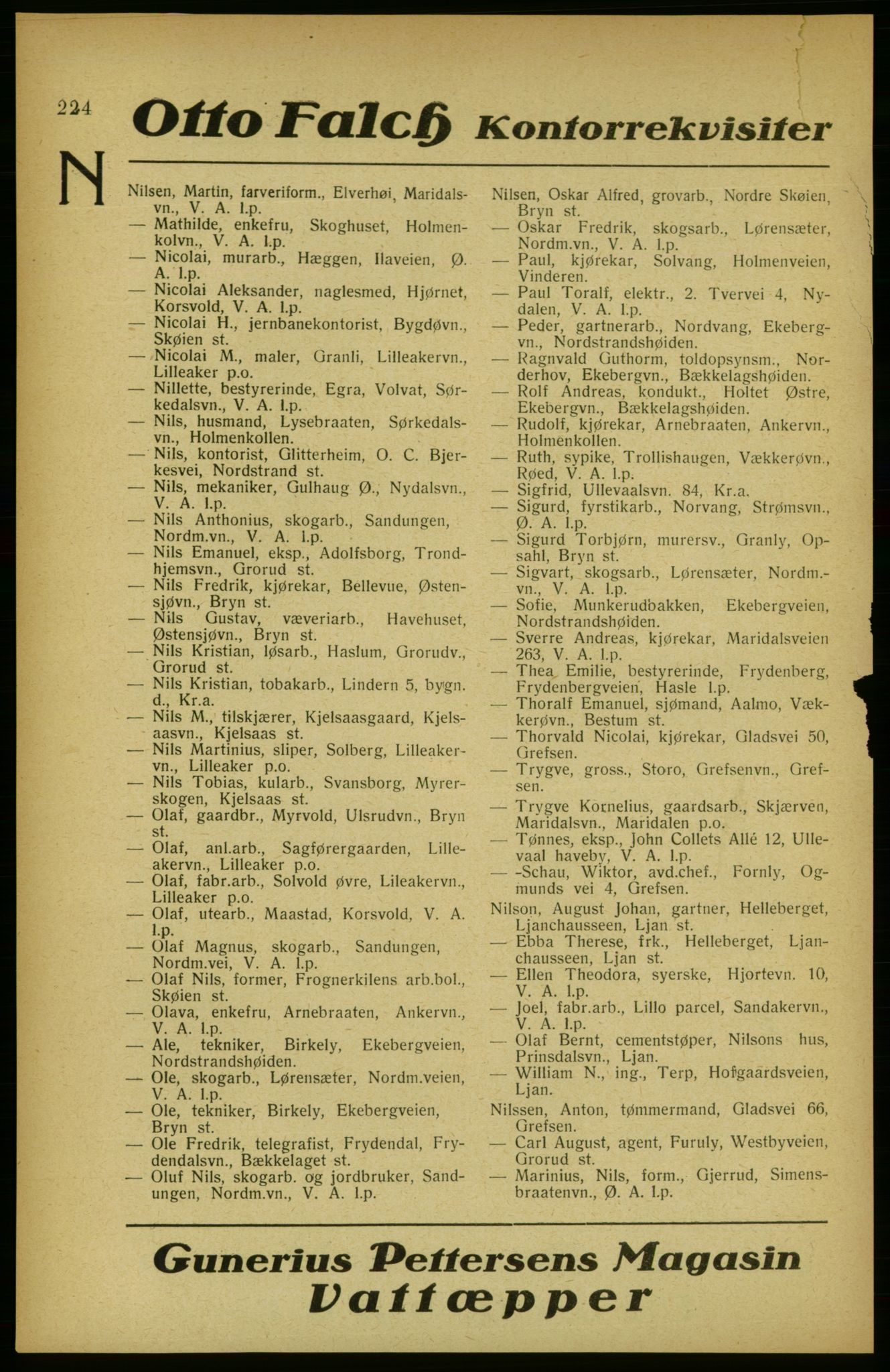 Aker adressebok/adressekalender, PUBL/001/A/002: Akers adressekalender, 1922, s. 224