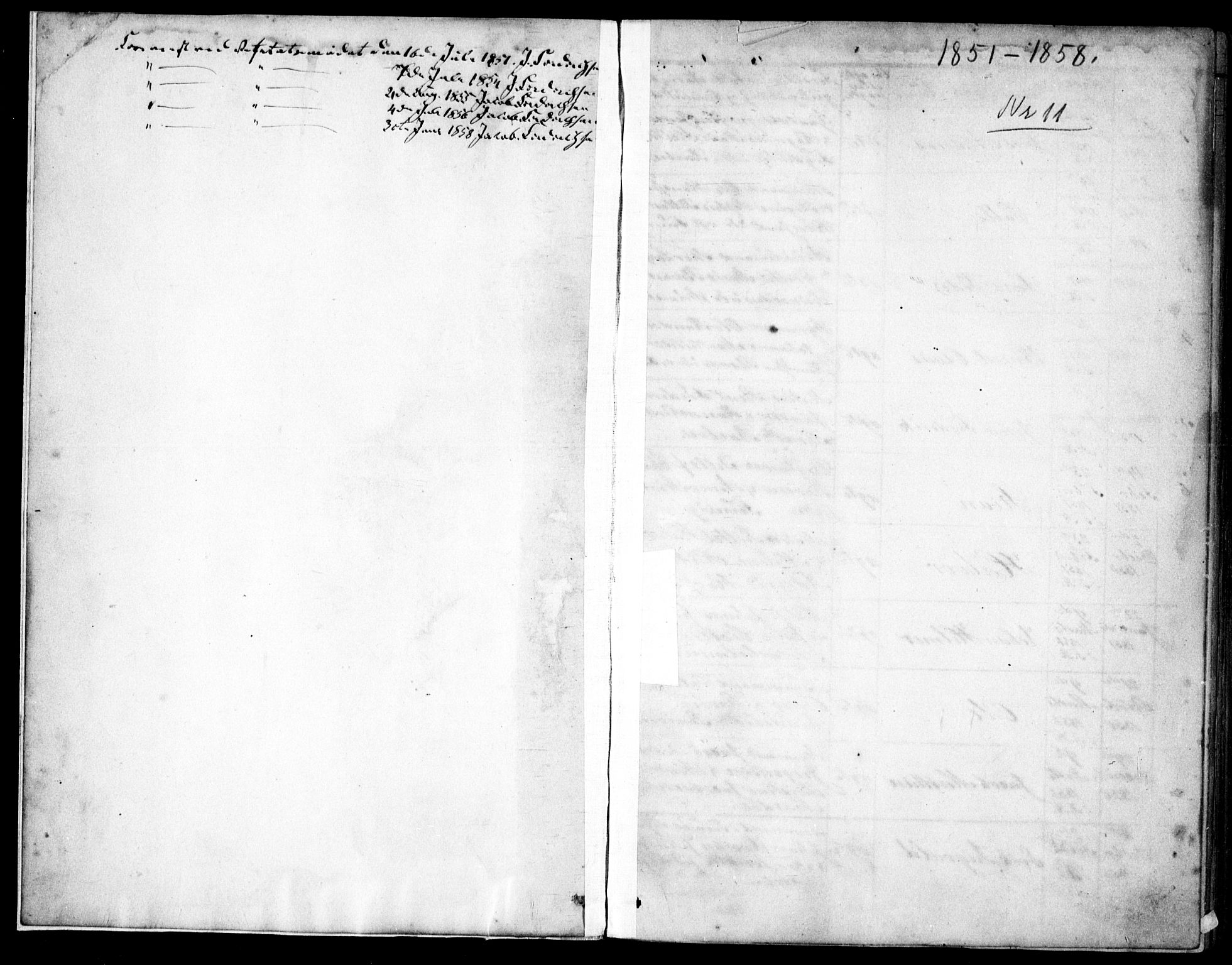 Tromøy sokneprestkontor, SAK/1111-0041/F/Fb/L0002: Klokkerbok nr. B 2, 1851-1858, s. 1