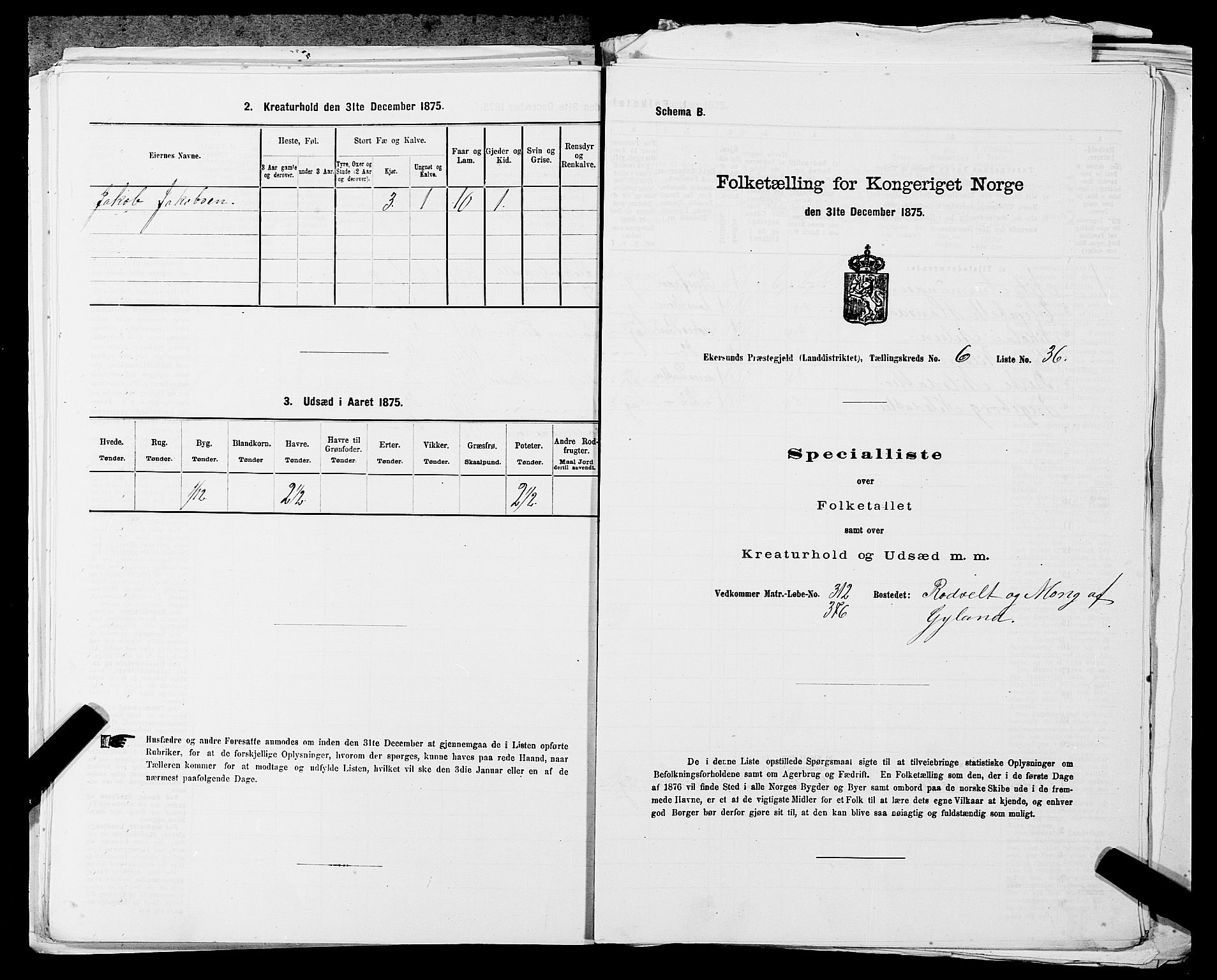 SAST, Folketelling 1875 for 1116L Eigersund prestegjeld, Eigersund landsokn og Ogna sokn, 1875, s. 712