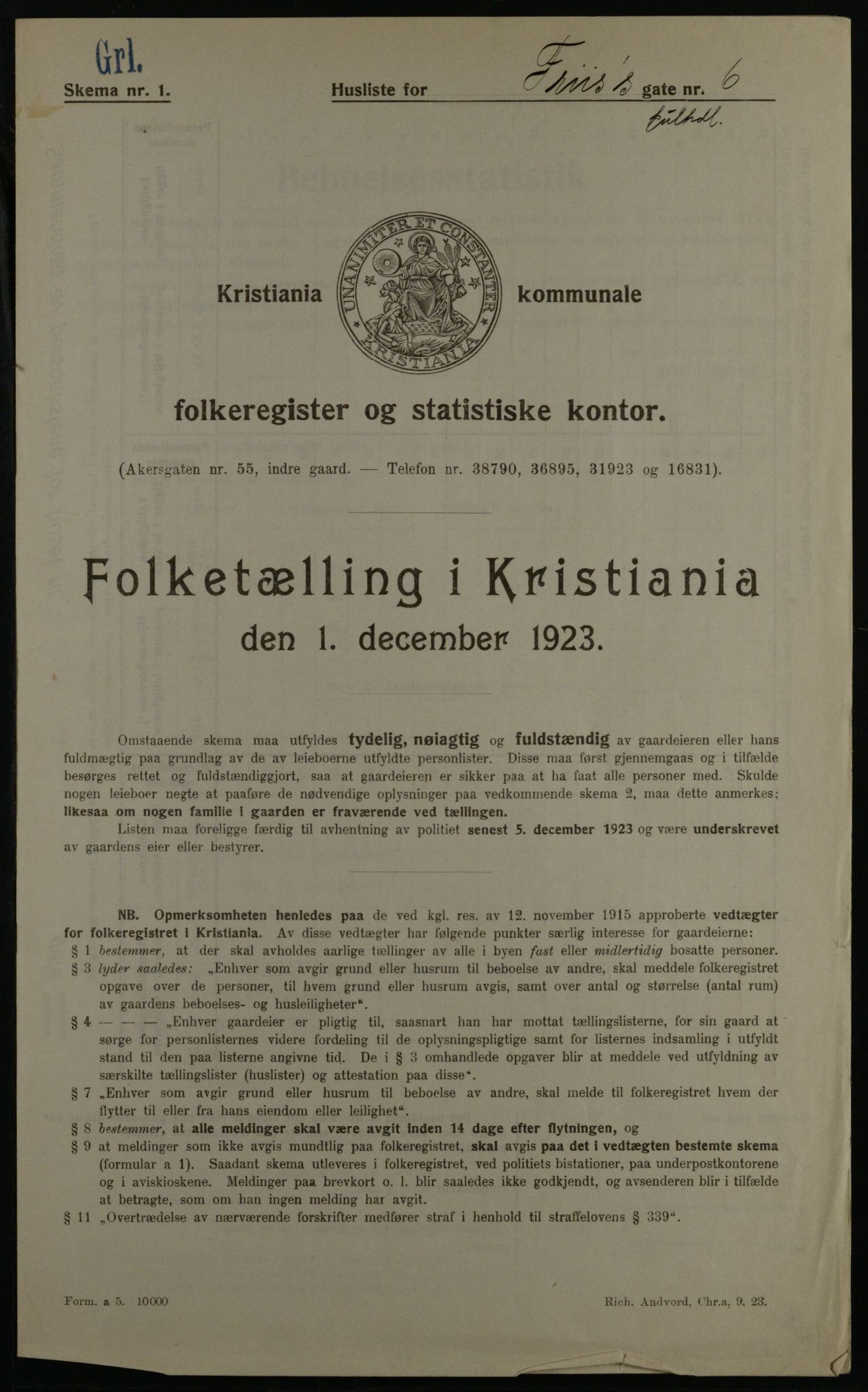 OBA, Kommunal folketelling 1.12.1923 for Kristiania, 1923, s. 30239