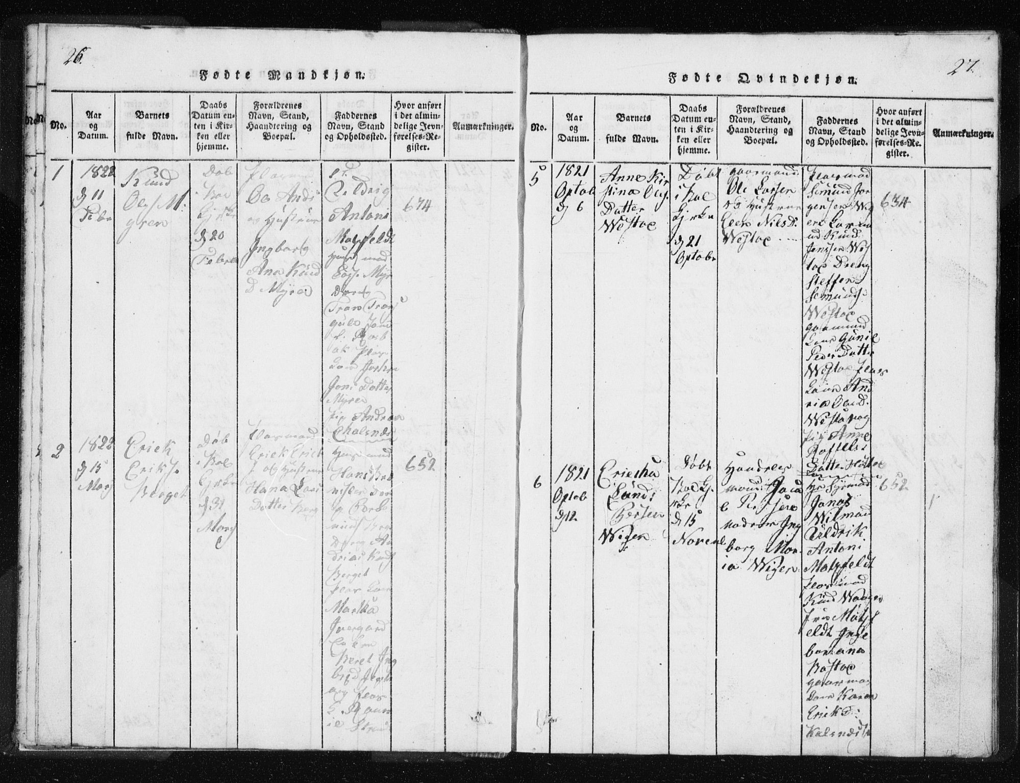 Ministerialprotokoller, klokkerbøker og fødselsregistre - Møre og Romsdal, AV/SAT-A-1454/566/L0772: Klokkerbok nr. 566C01, 1818-1845, s. 26-27