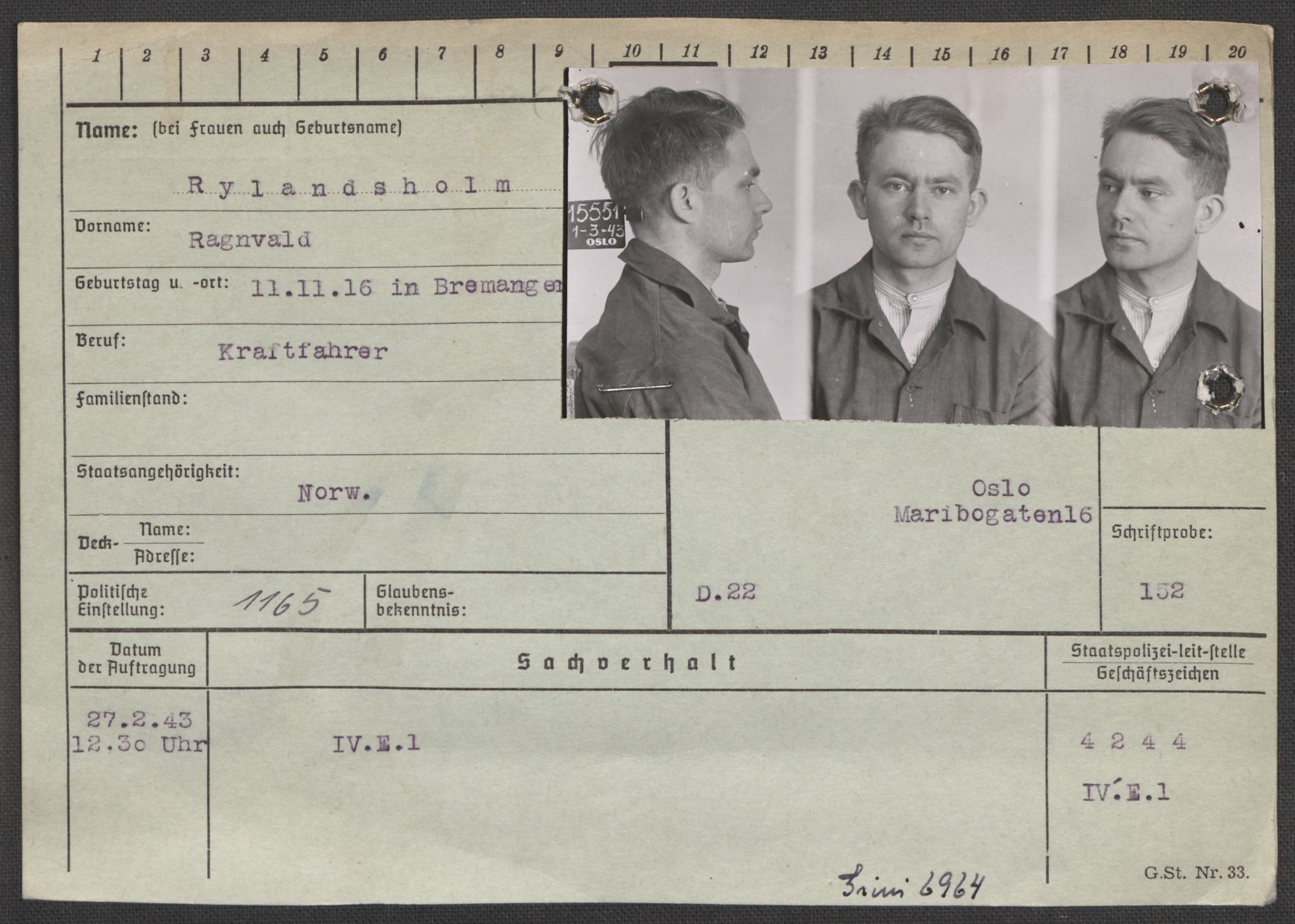 Befehlshaber der Sicherheitspolizei und des SD, AV/RA-RAFA-5969/E/Ea/Eaa/L0009: Register over norske fanger i Møllergata 19: Ru-Sy, 1940-1945, s. 100