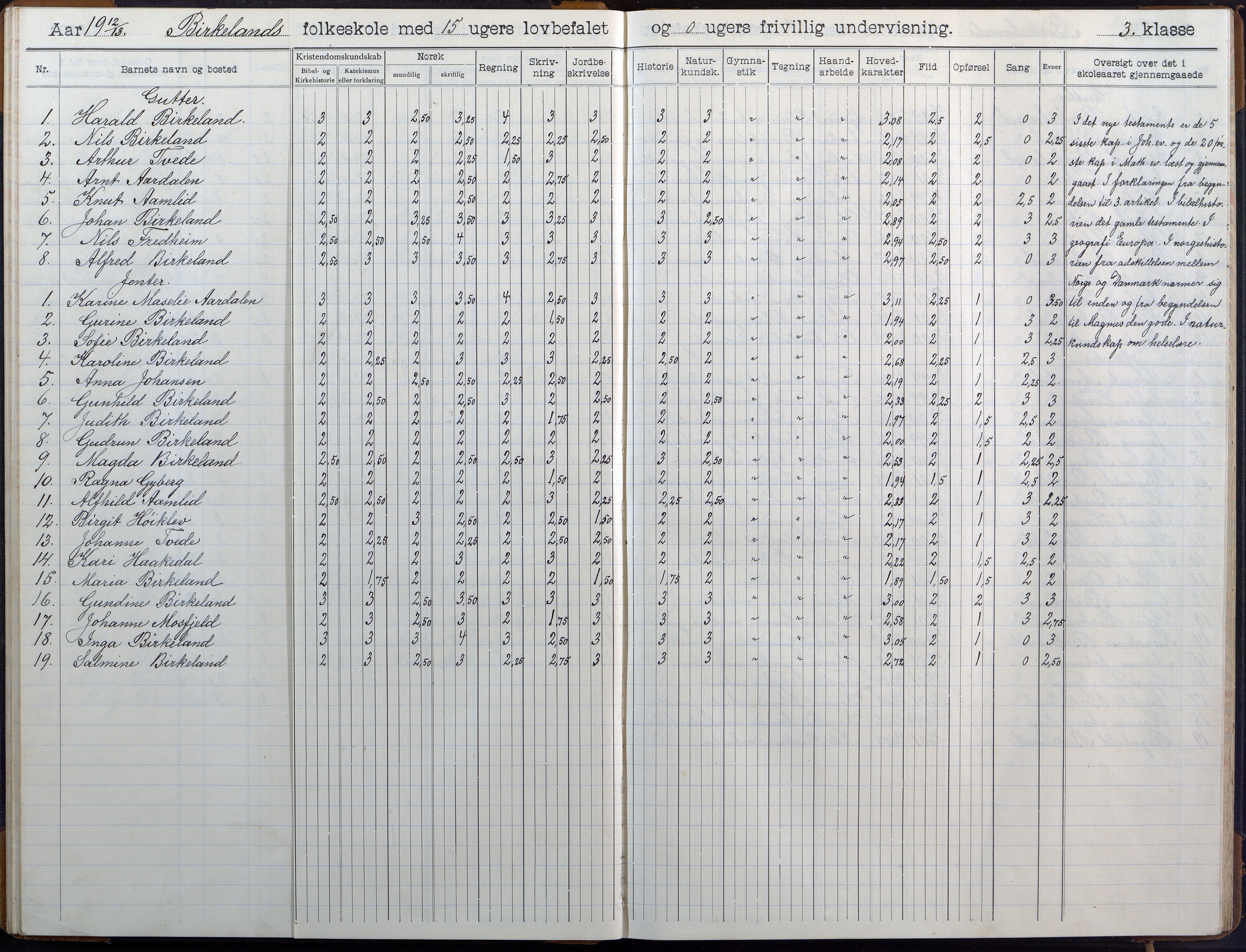 Birkenes kommune, Birkenes krets/Birkeland folkeskole frem til 1991, AAKS/KA0928-550a_91/F02/L0007: Skoleprotokoll, 1907-1931