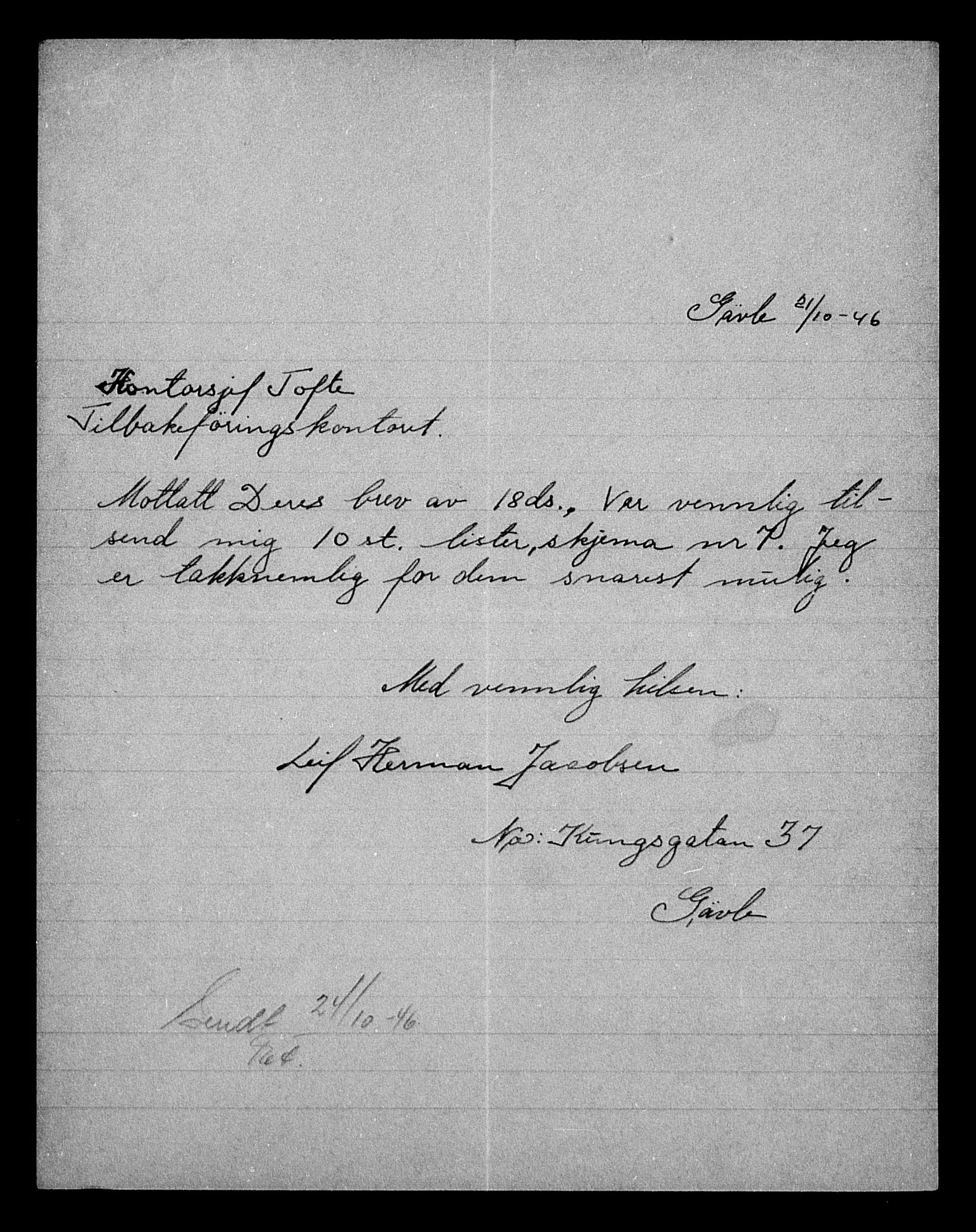 Justisdepartementet, Tilbakeføringskontoret for inndratte formuer, AV/RA-S-1564/H/Hc/Hca/L0899: --, 1945-1947, s. 42