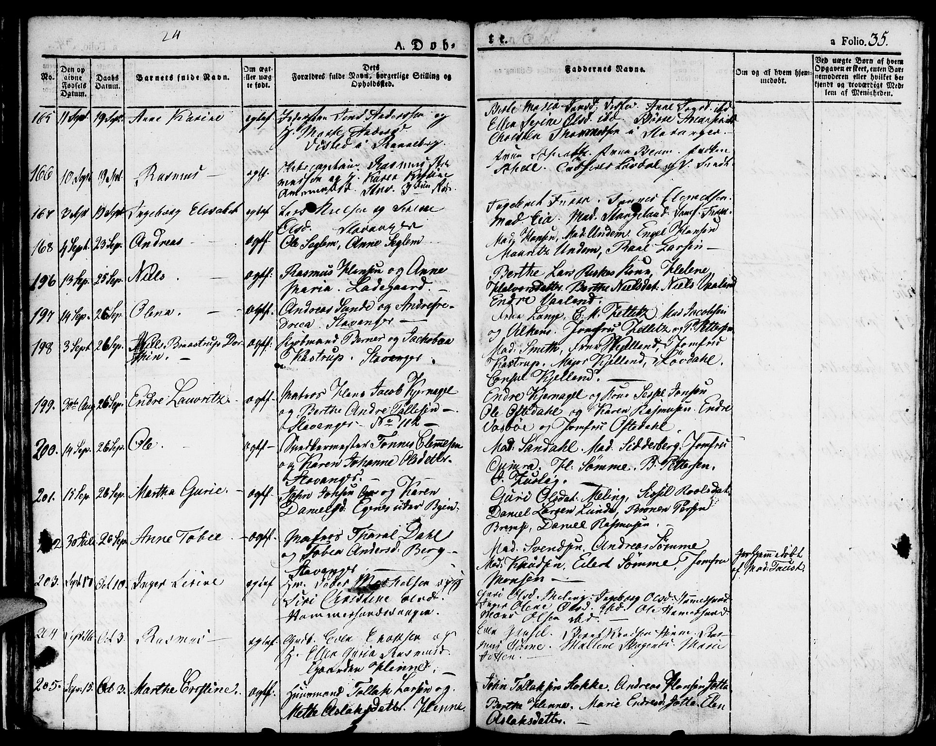 Domkirken sokneprestkontor, AV/SAST-A-101812/001/30/30BA/L0009: Ministerialbok nr. A 9, 1821-1832, s. 35
