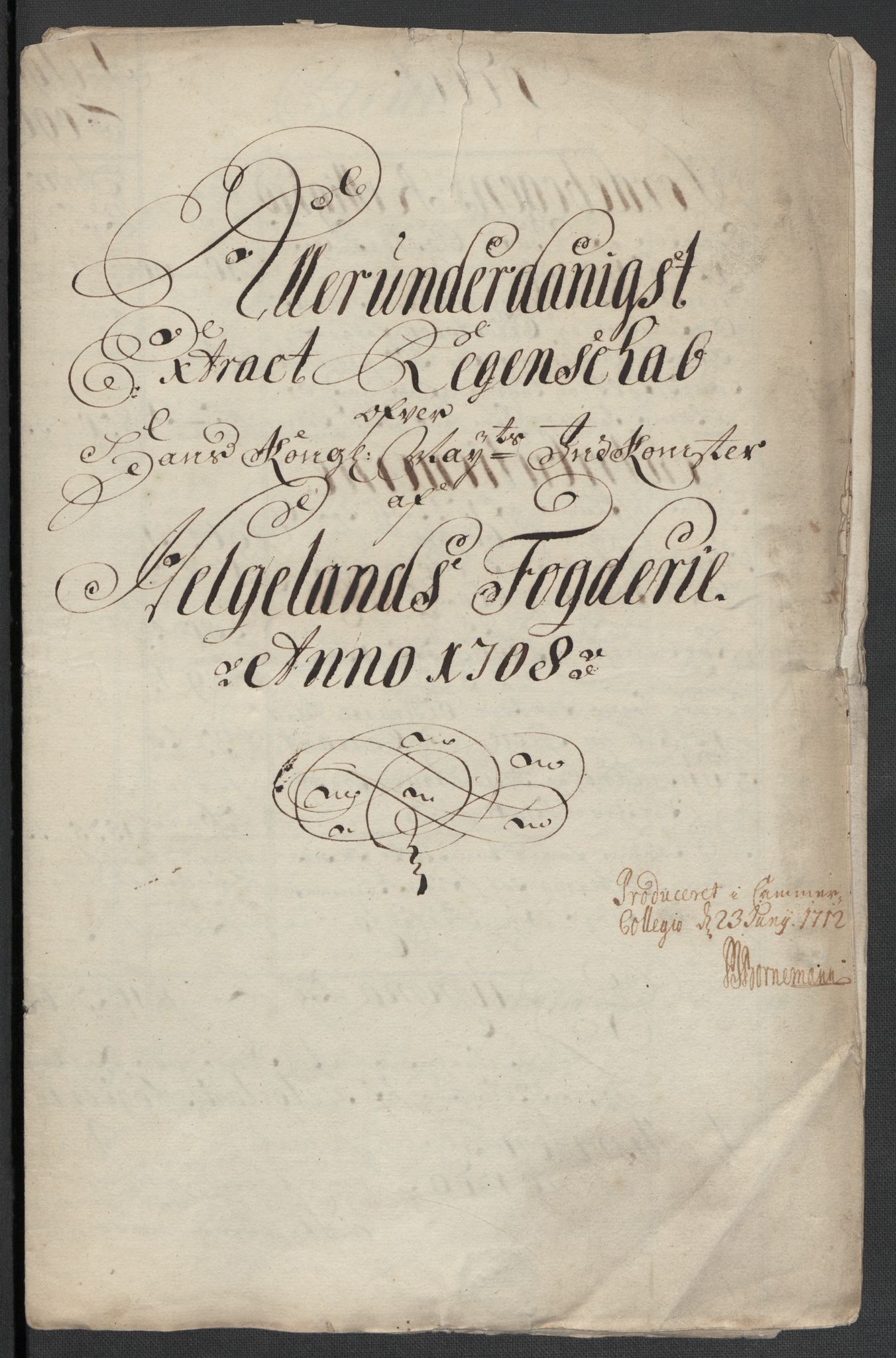 Rentekammeret inntil 1814, Reviderte regnskaper, Fogderegnskap, RA/EA-4092/R65/L4510: Fogderegnskap Helgeland, 1708-1709, s. 4