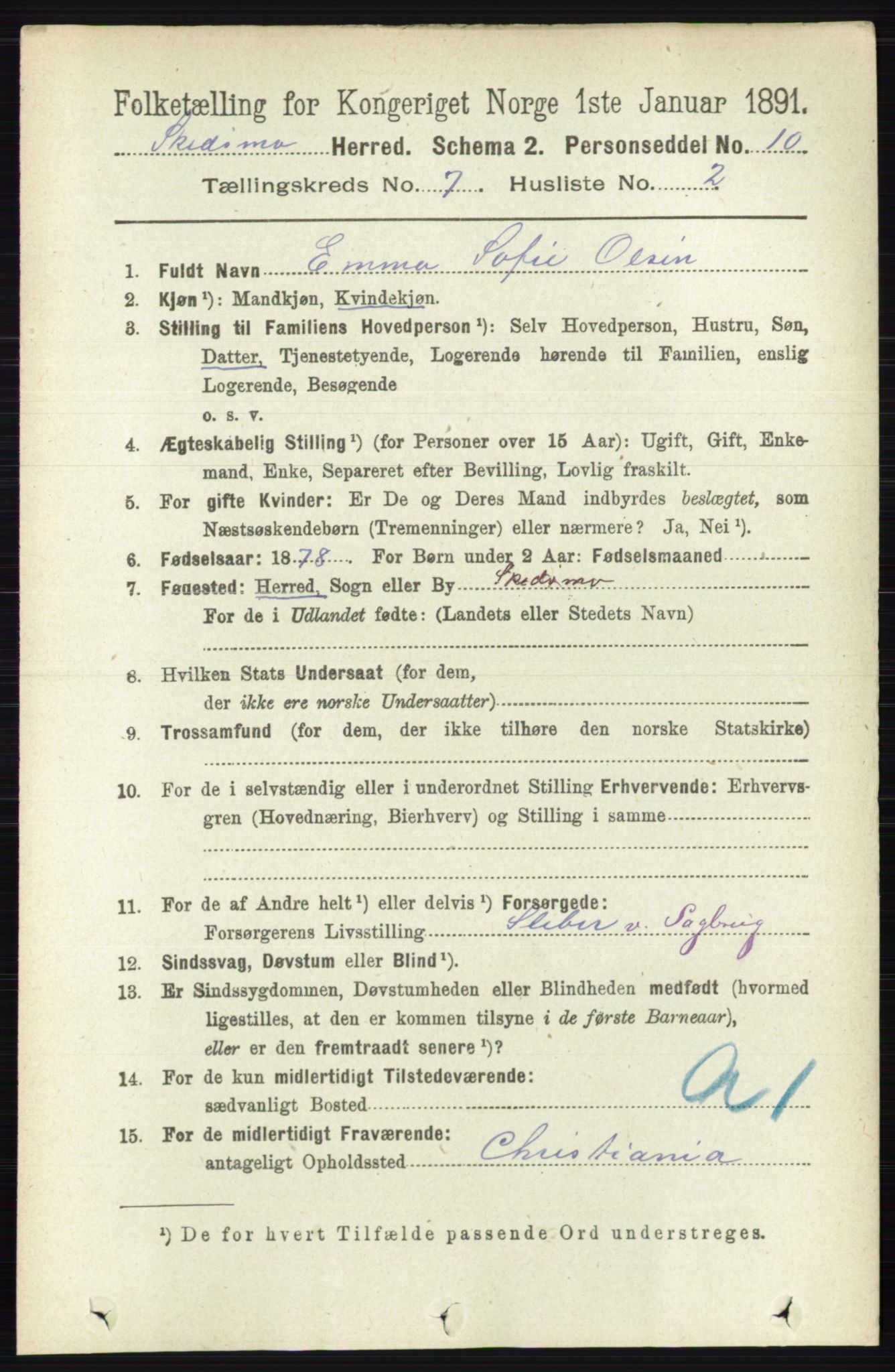RA, Folketelling 1891 for 0231 Skedsmo herred, 1891, s. 3357