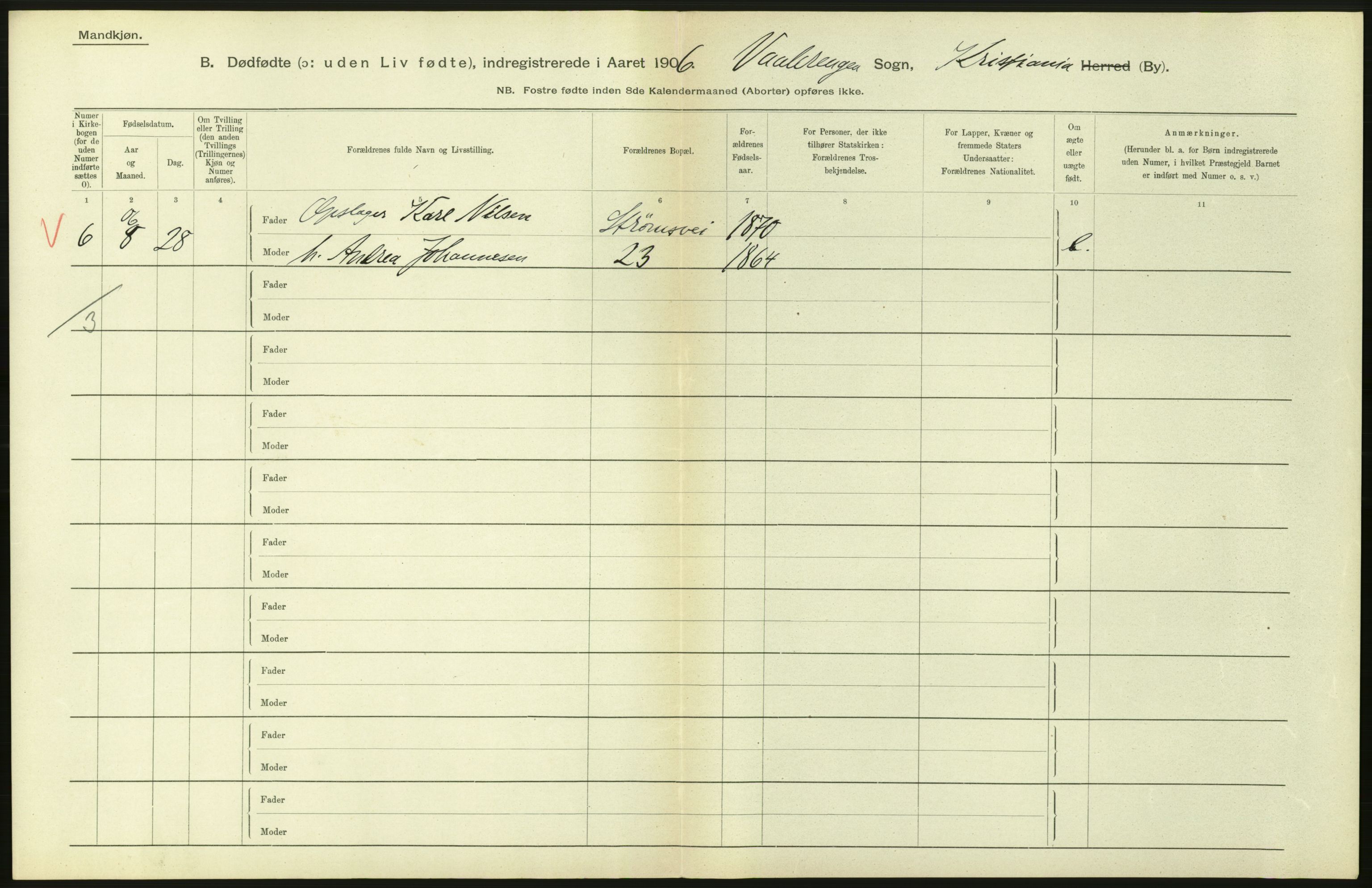 Statistisk sentralbyrå, Sosiodemografiske emner, Befolkning, RA/S-2228/D/Df/Dfa/Dfad/L0010: Kristiania: Døde, dødfødte, 1906, s. 524