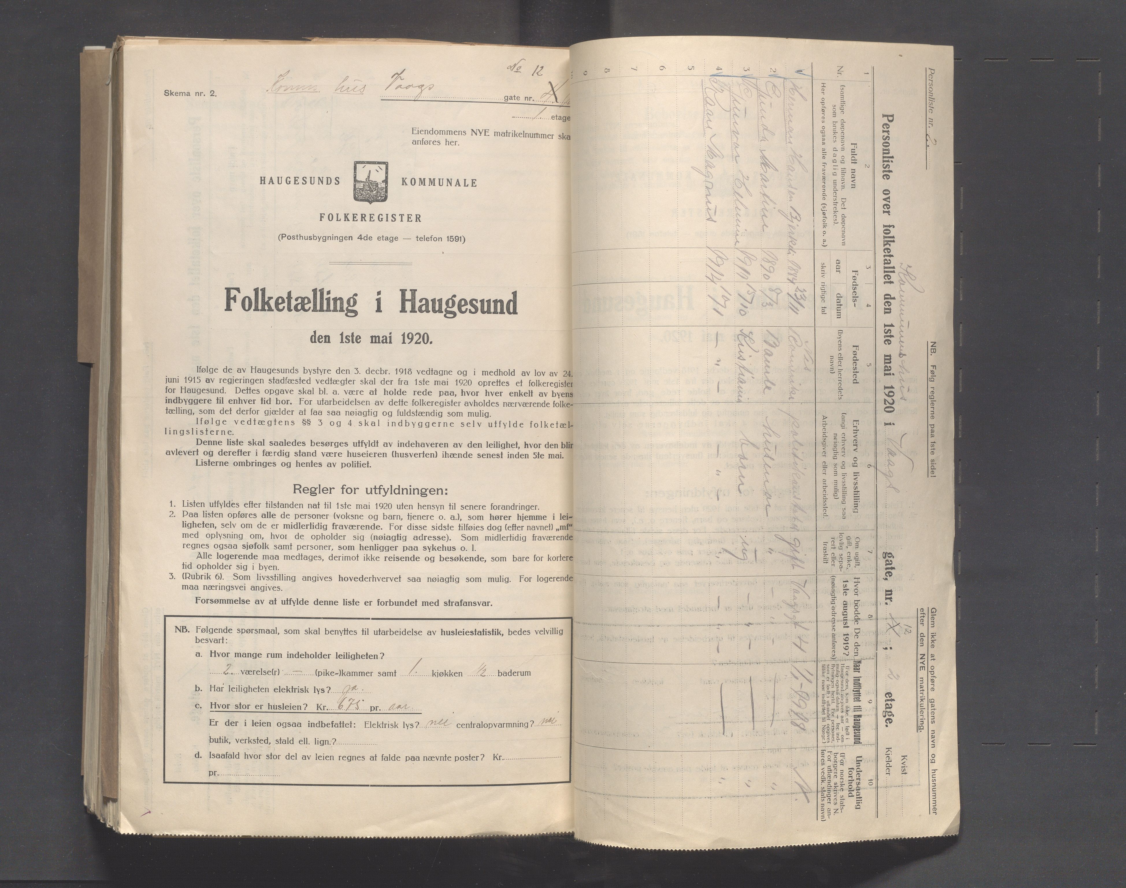 IKAR, Kommunal folketelling 1.5.1920 for Haugesund, 1920, s. 7149