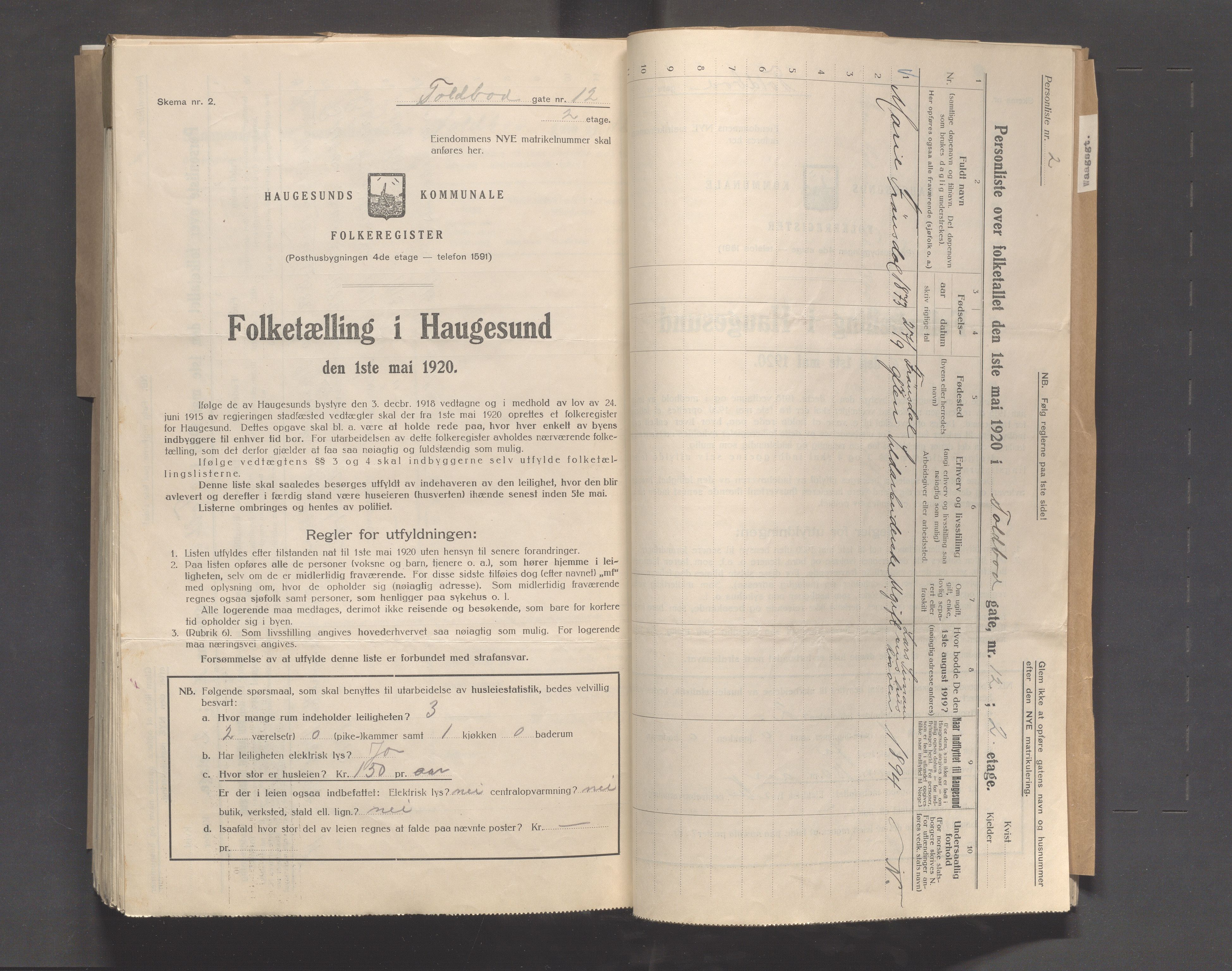 IKAR, Kommunal folketelling 1.5.1920 for Haugesund, 1920, s. 7128