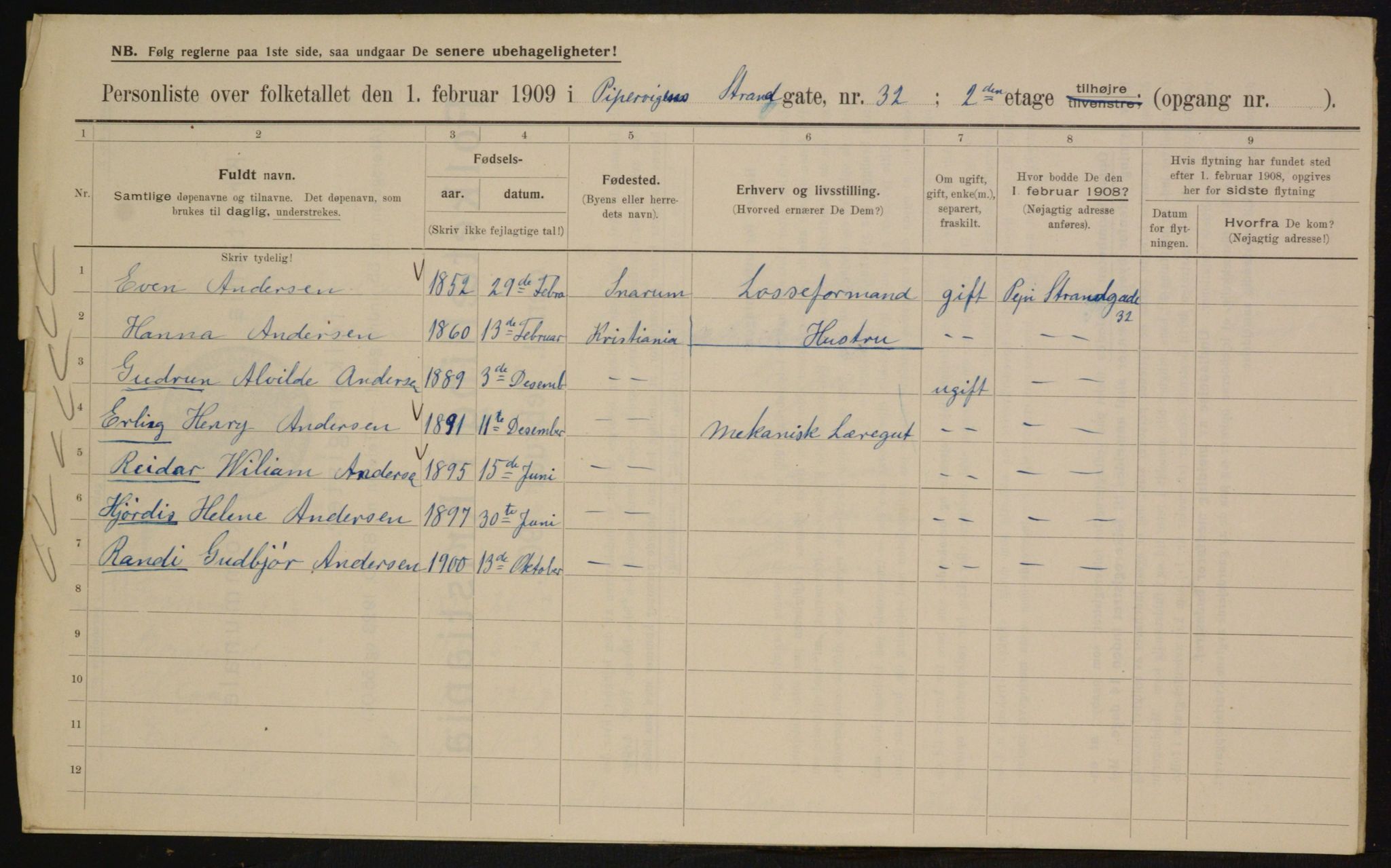 OBA, Kommunal folketelling 1.2.1909 for Kristiania kjøpstad, 1909, s. 94033