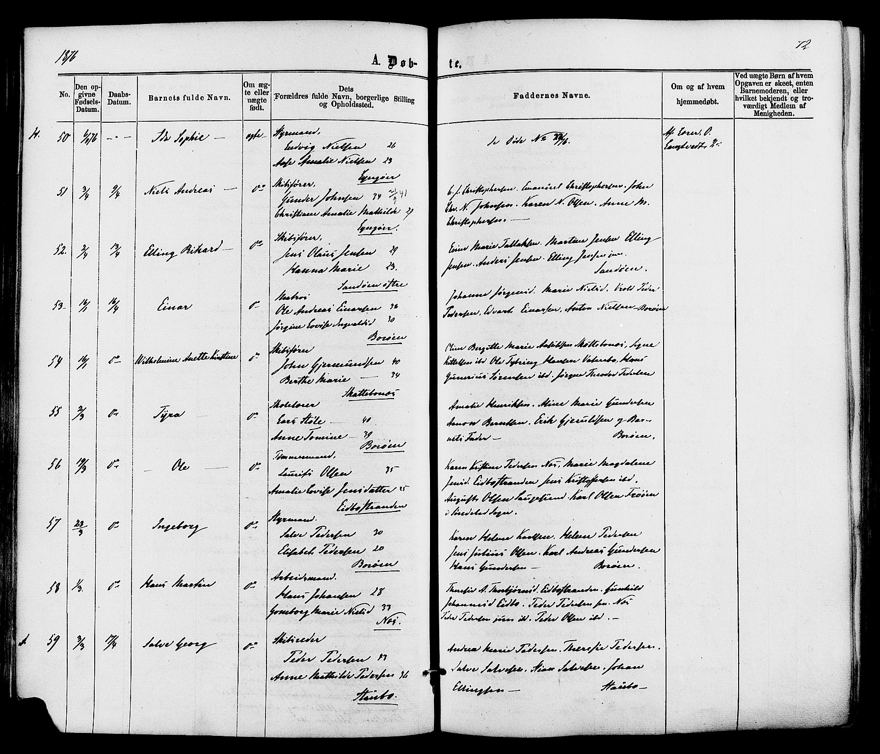Dypvåg sokneprestkontor, AV/SAK-1111-0007/F/Fa/Faa/L0007: Ministerialbok nr. A 7/ 1, 1872-1884, s. 72