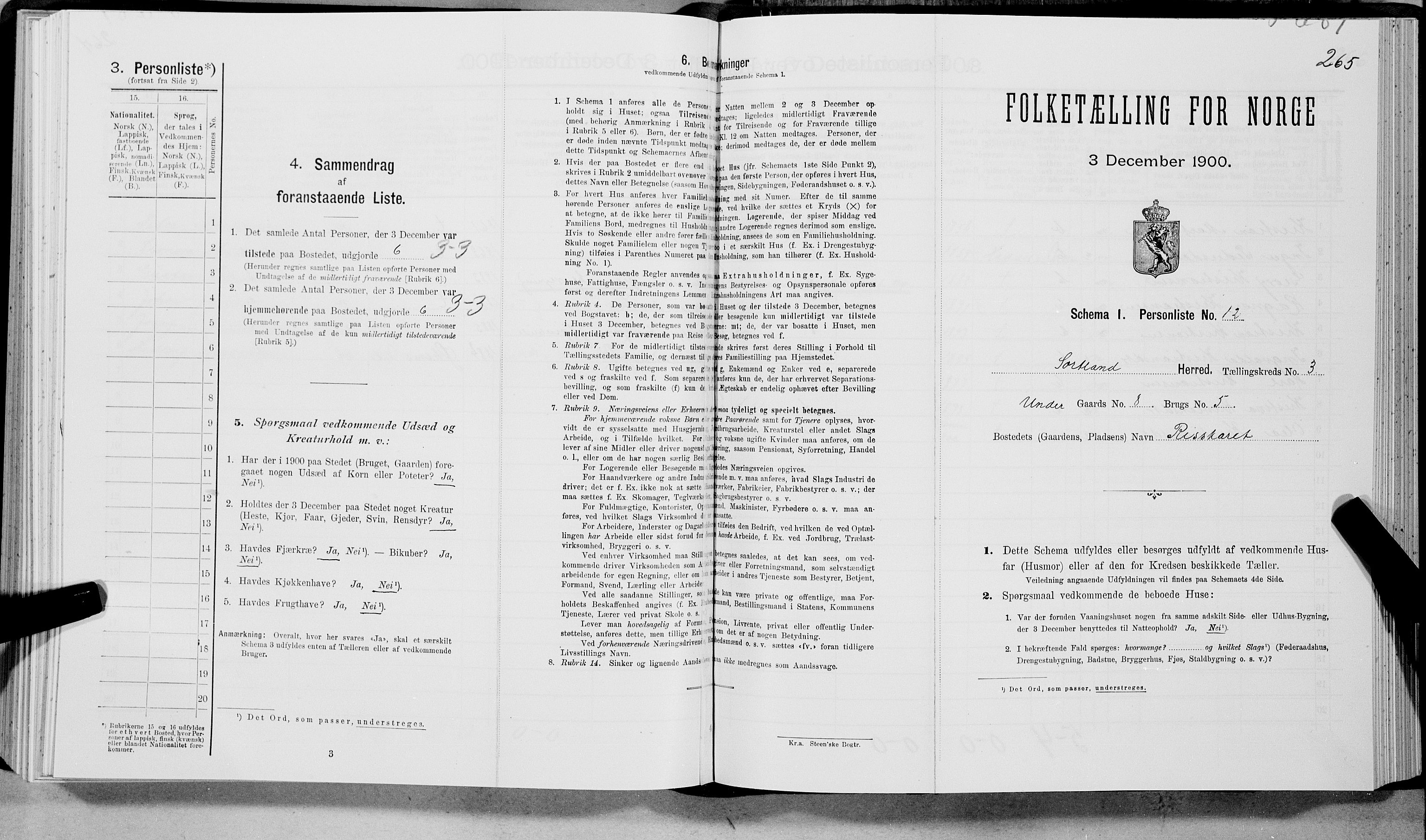 SAT, Folketelling 1900 for 1870 Sortland herred, 1900, s. 284