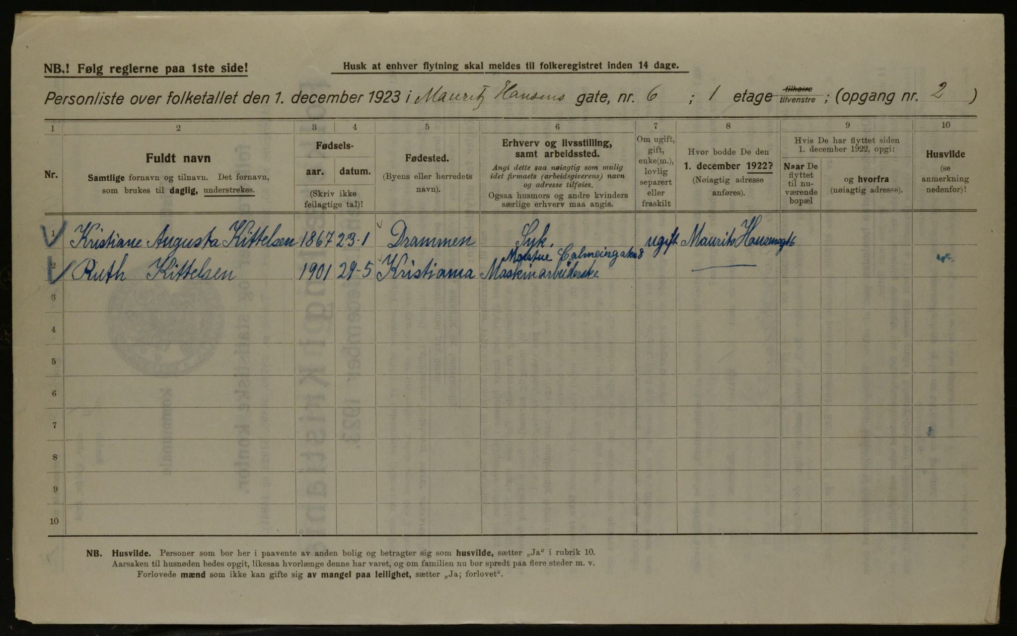 OBA, Kommunal folketelling 1.12.1923 for Kristiania, 1923, s. 71970