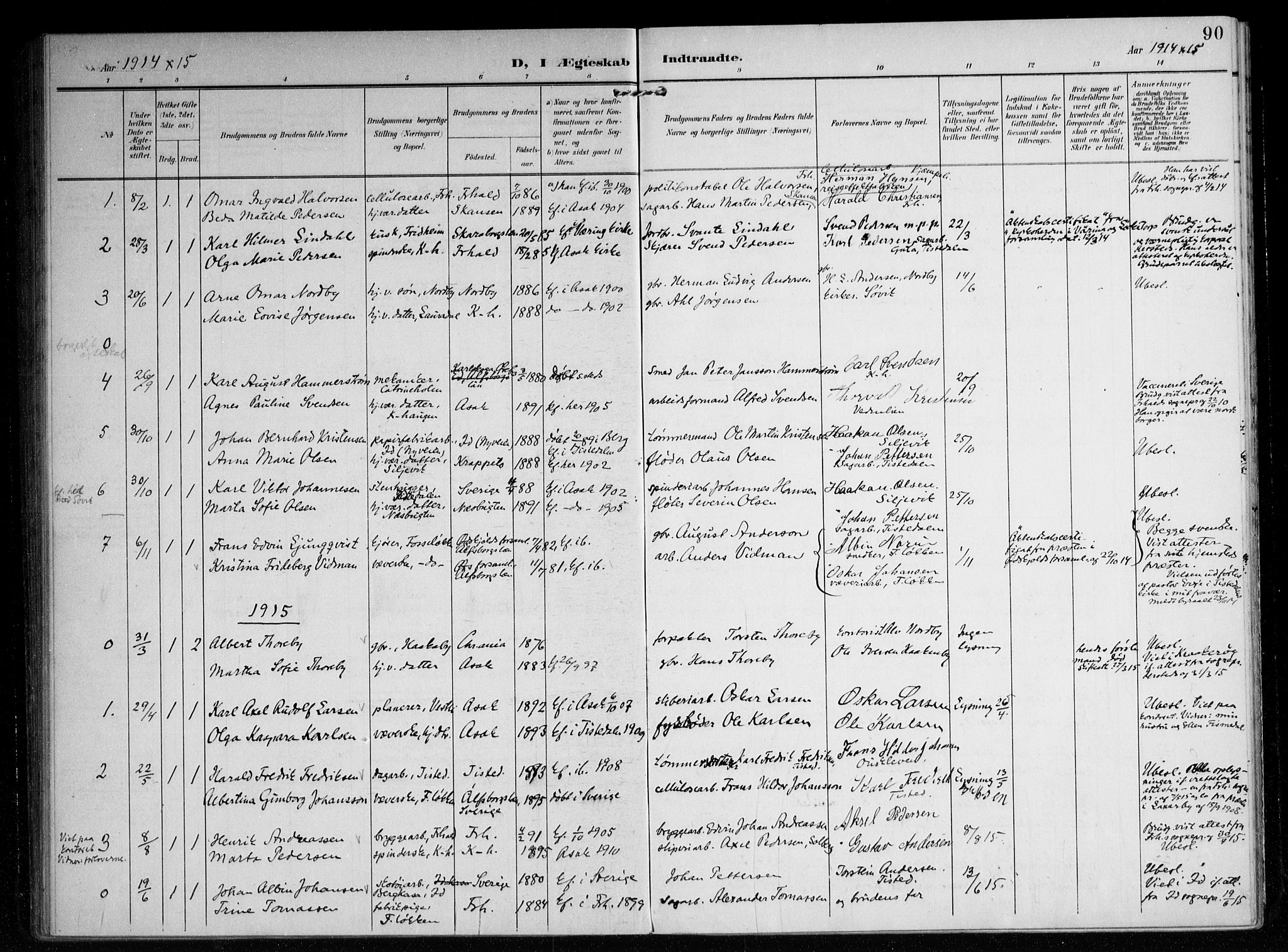 Berg prestekontor Kirkebøker, AV/SAO-A-10902/F/Fb/L0003: Ministerialbok nr. II 3, 1903-1919, s. 90