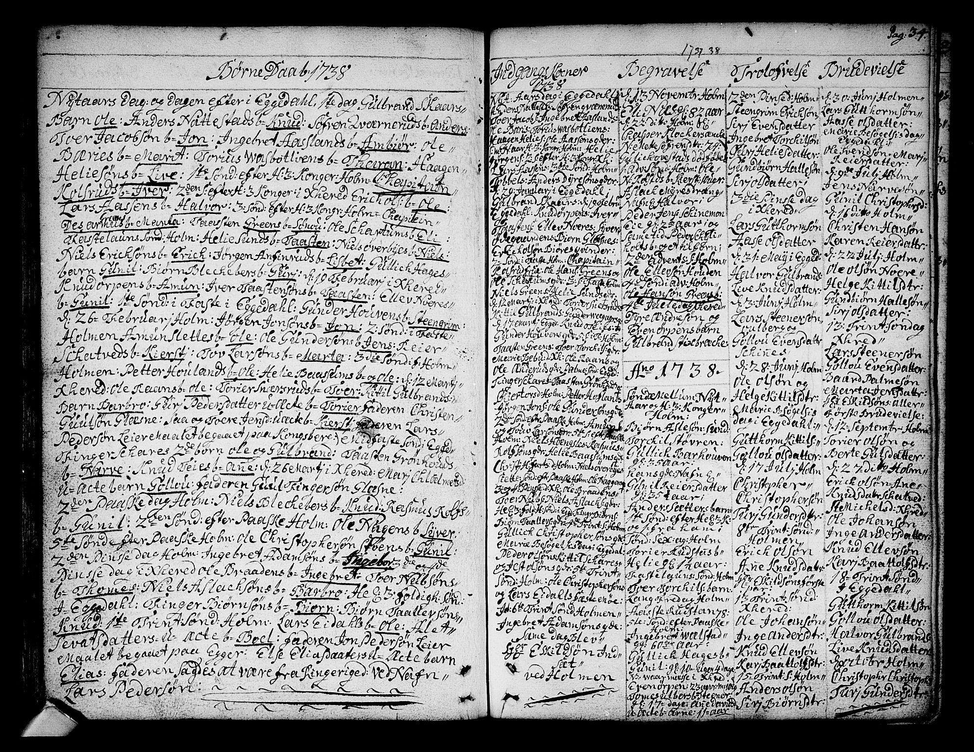 Sigdal kirkebøker, AV/SAKO-A-245/F/Fa/L0001: Ministerialbok nr. I 1, 1722-1777, s. 34