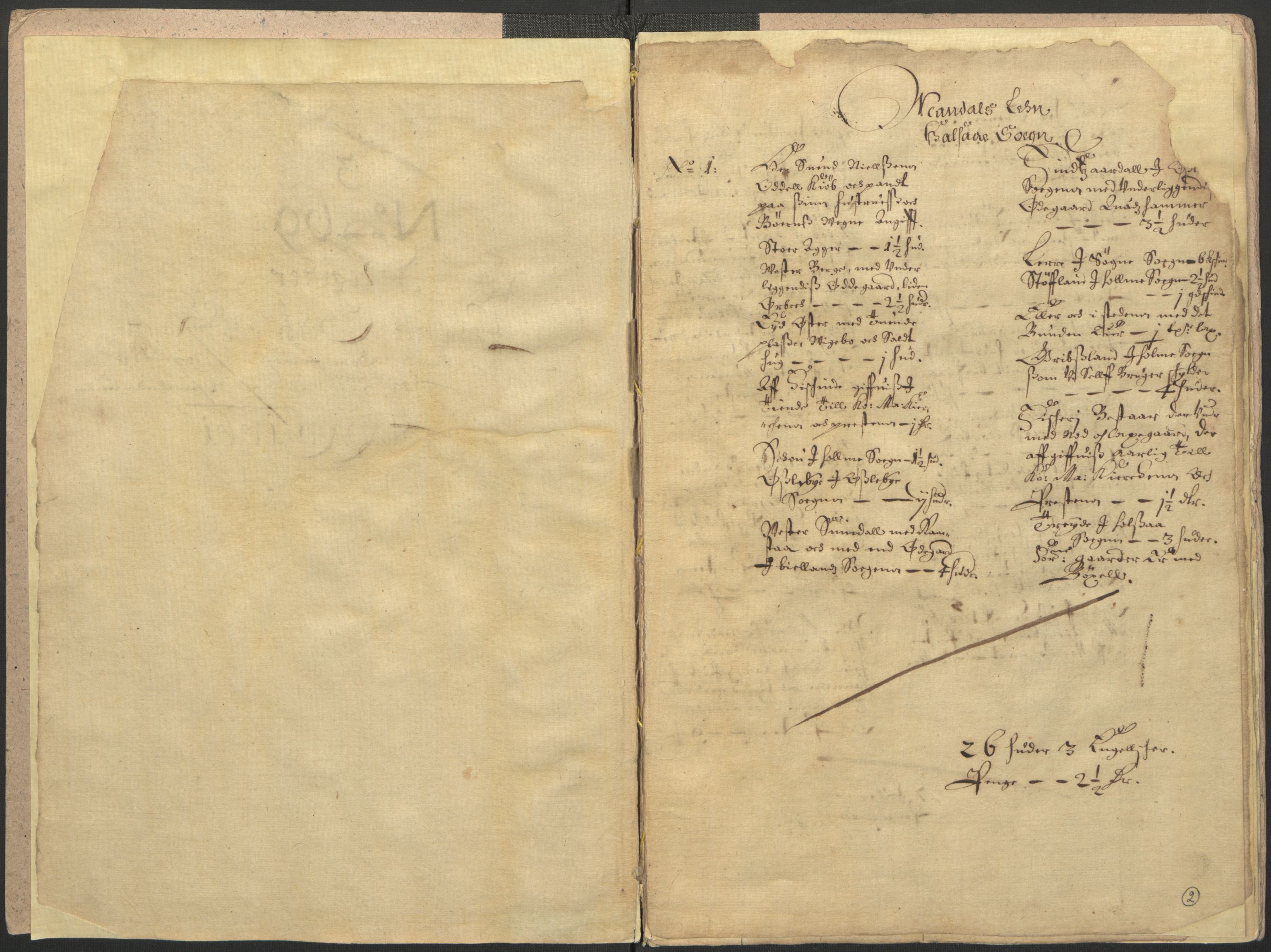 Rentekammeret inntil 1814, Realistisk ordnet avdeling, RA/EA-4070/L/L0022/0002: Agder lagdømme: / Odelsjordebok. Mandal len, 1661, s. 1b-2a