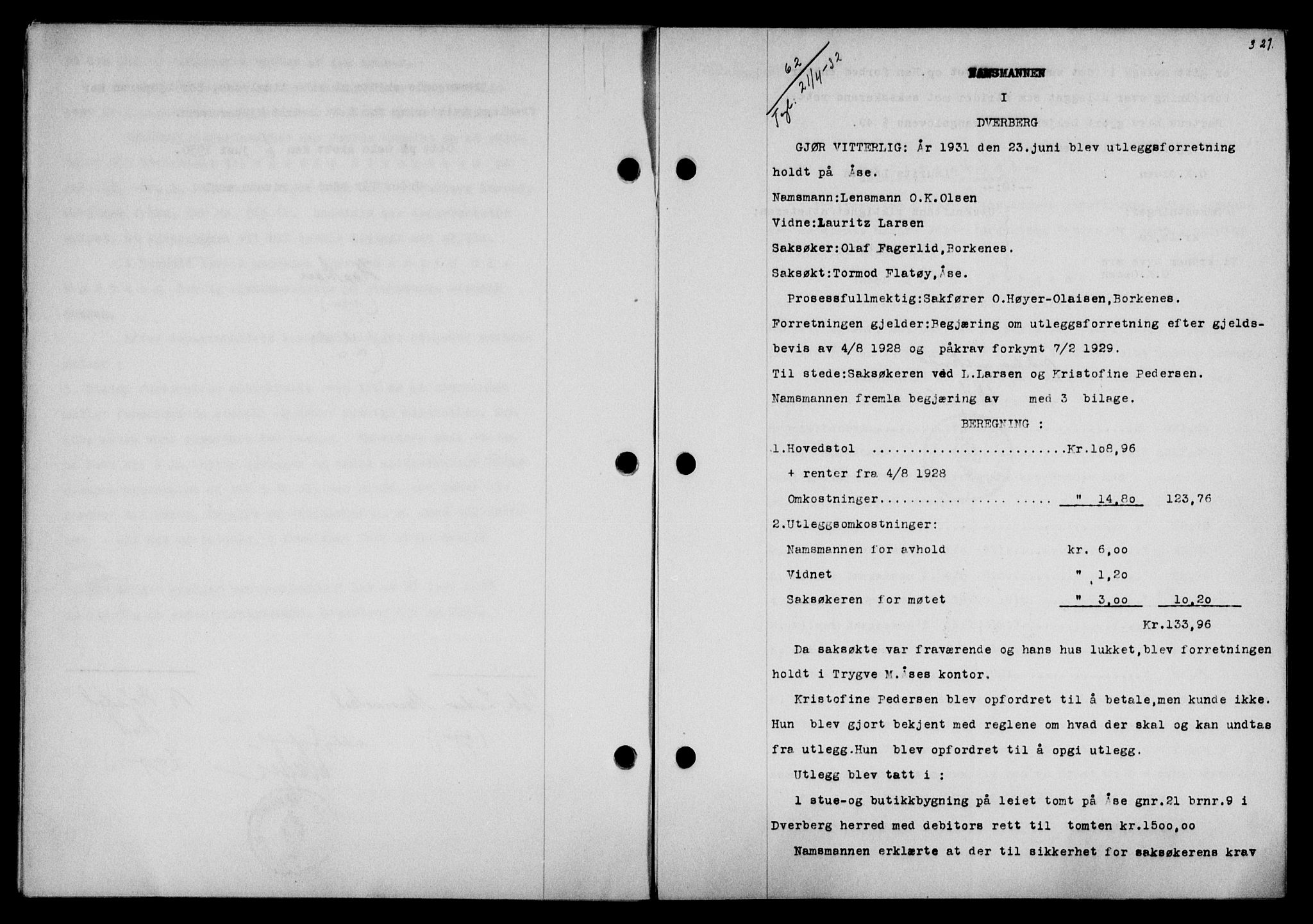 Vesterålen sorenskriveri, SAT/A-4180/1/2/2Ca/L0055: Pantebok nr. 48, 1932-1932, Tingl.dato: 21.04.1932