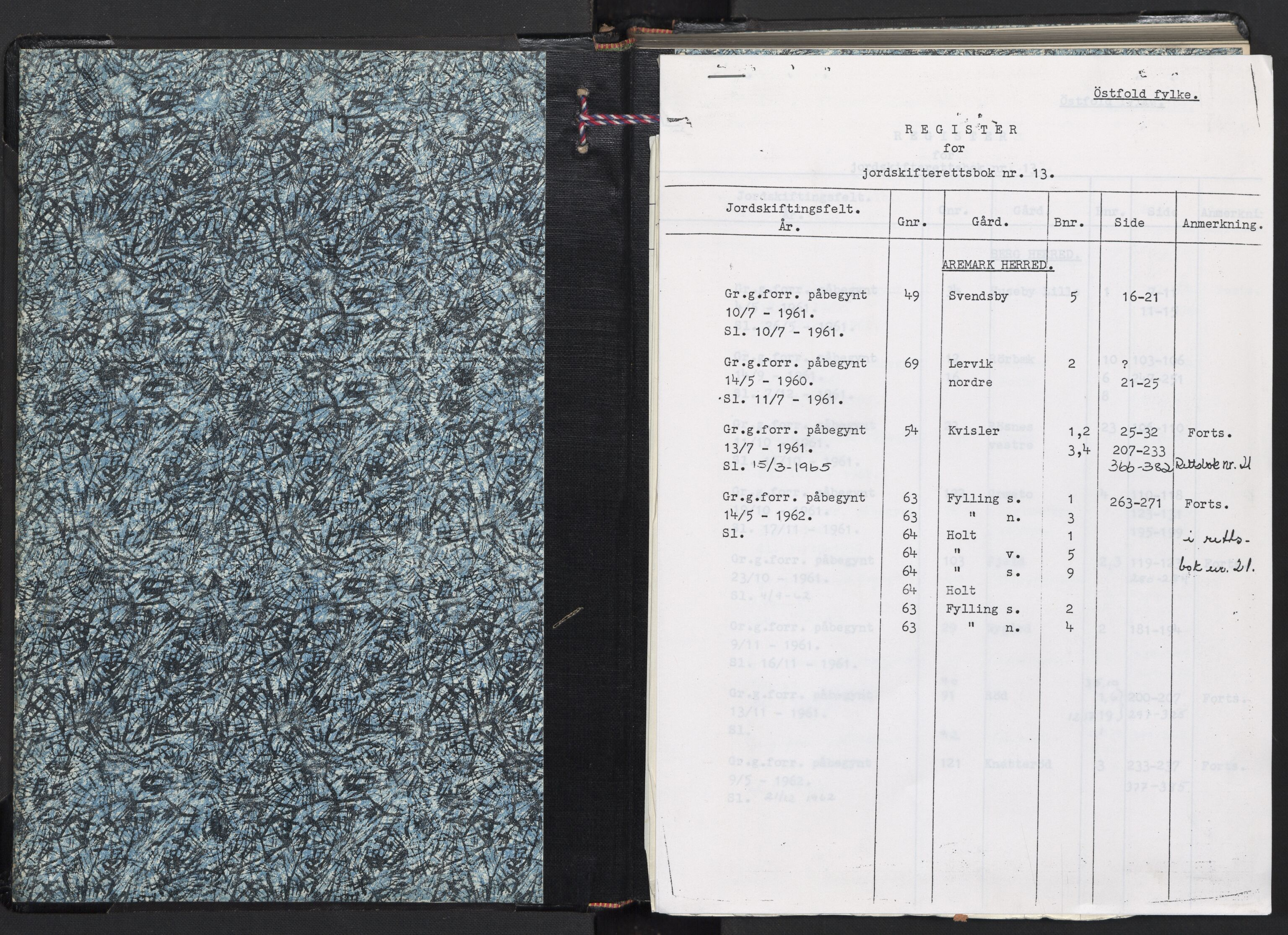 Østfold jordskifterett, AV/SAO-A-10240/F/Fc/L0013a: Forhandlingsprotokoller, 1961-1963